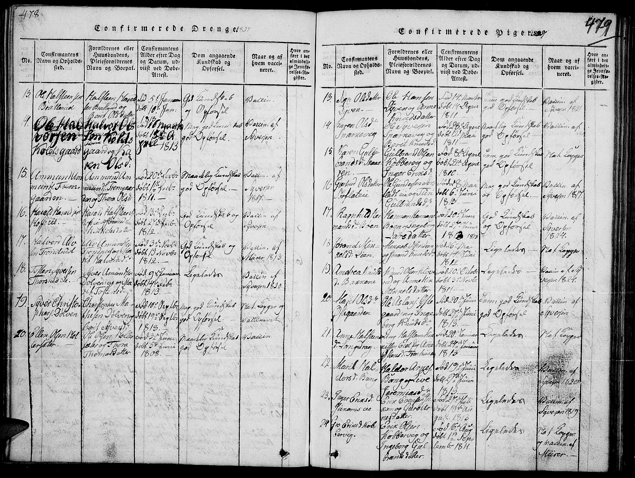 Sør-Aurdal prestekontor, SAH/PREST-128/H/Ha/Hab/L0002: Parish register (copy) no. 2, 1826-1840, p. 478-479