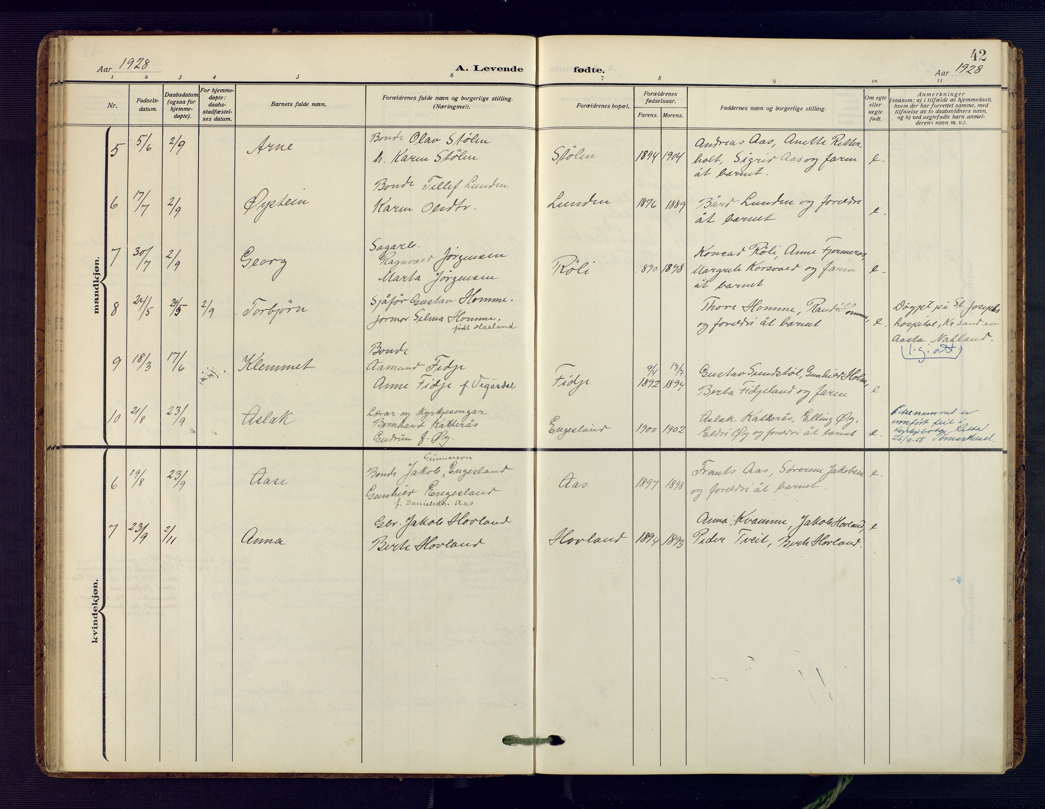 Herefoss sokneprestkontor, AV/SAK-1111-0019/F/Fa/Fab/L0005: Parish register (official) no. A 5, 1910-1932, p. 42