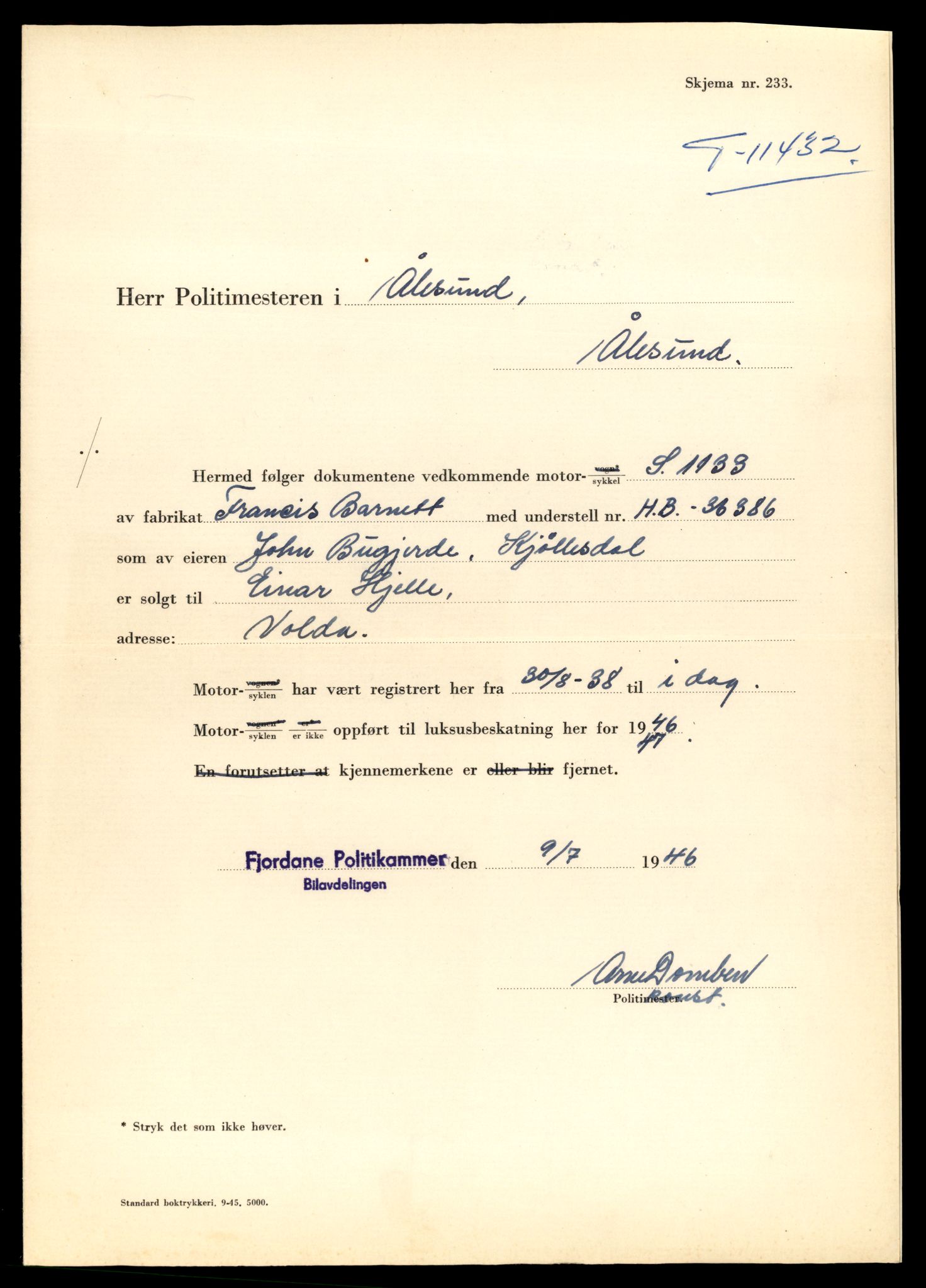 Møre og Romsdal vegkontor - Ålesund trafikkstasjon, AV/SAT-A-4099/F/Fe/L0029: Registreringskort for kjøretøy T 11430 - T 11619, 1927-1998, p. 65