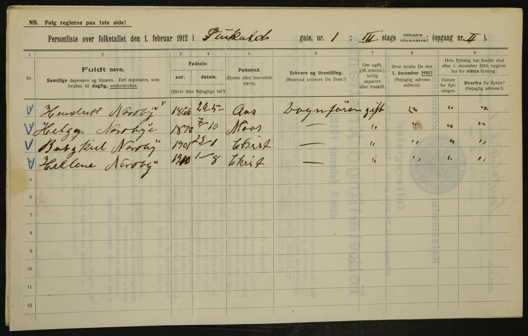 OBA, Municipal Census 1912 for Kristiania, 1912, p. 23656