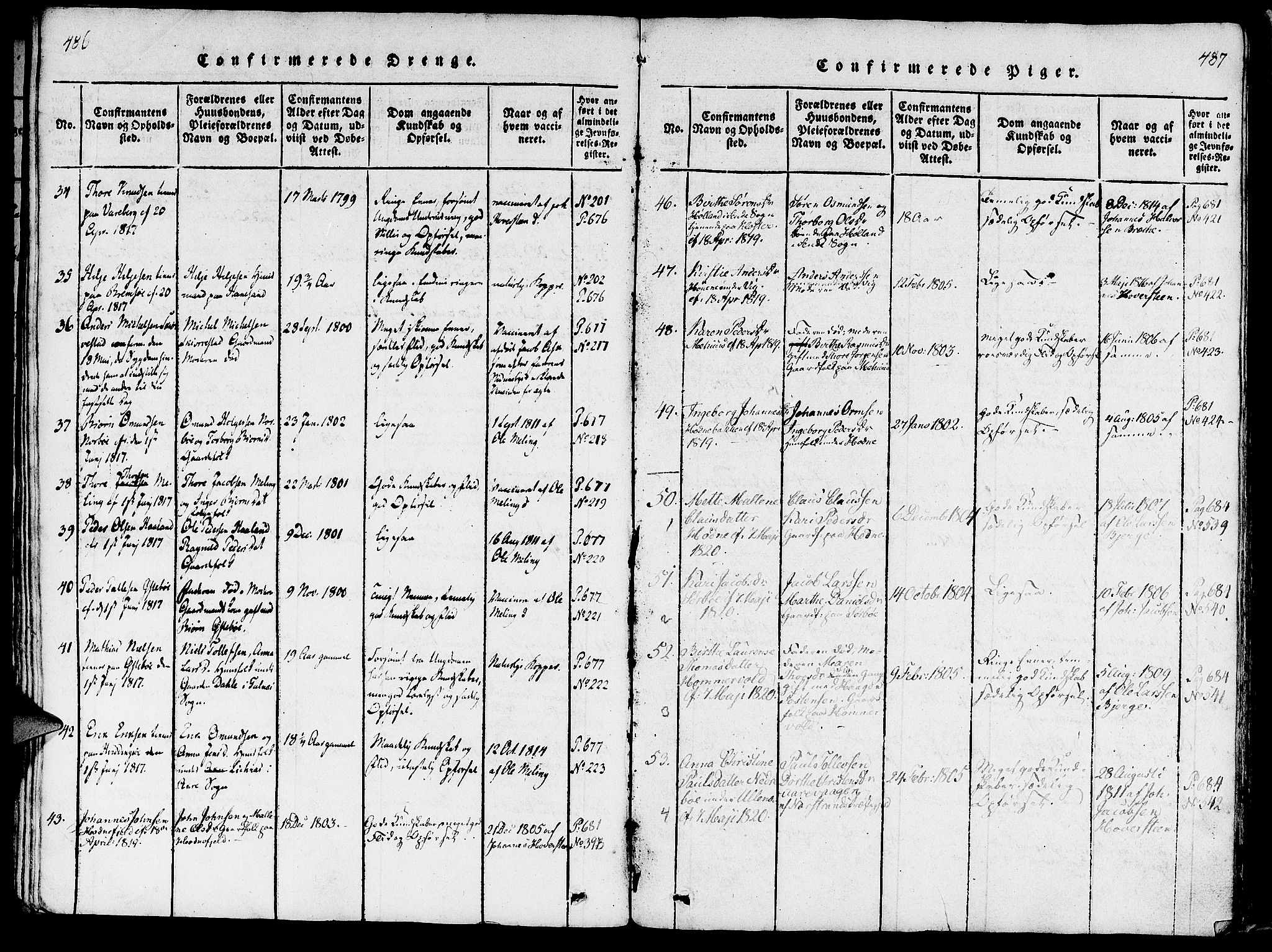 Rennesøy sokneprestkontor, SAST/A -101827/H/Ha/Haa/L0004: Parish register (official) no. A 4, 1816-1837, p. 486-487