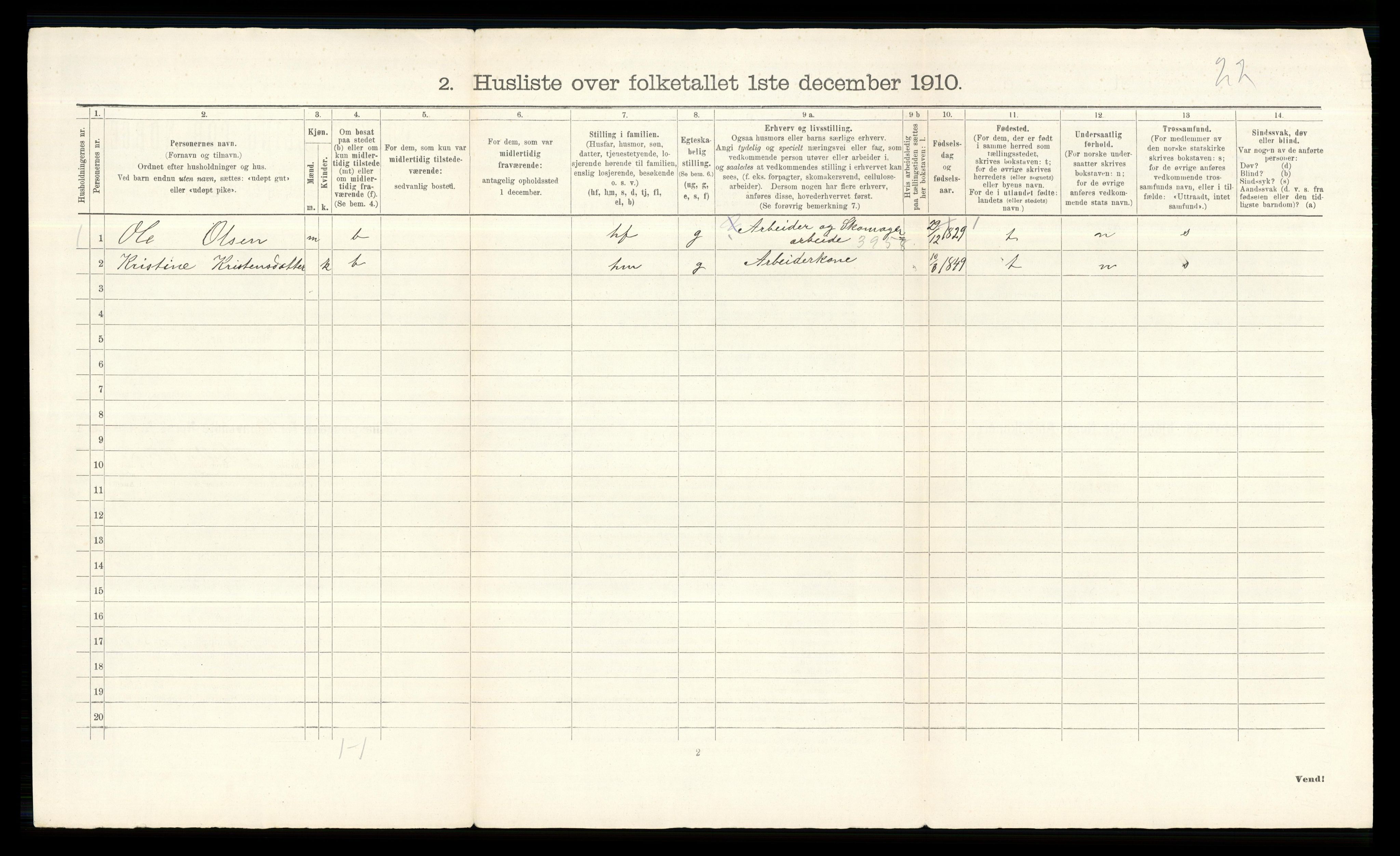 RA, 1910 census for Nes, 1910, p. 543