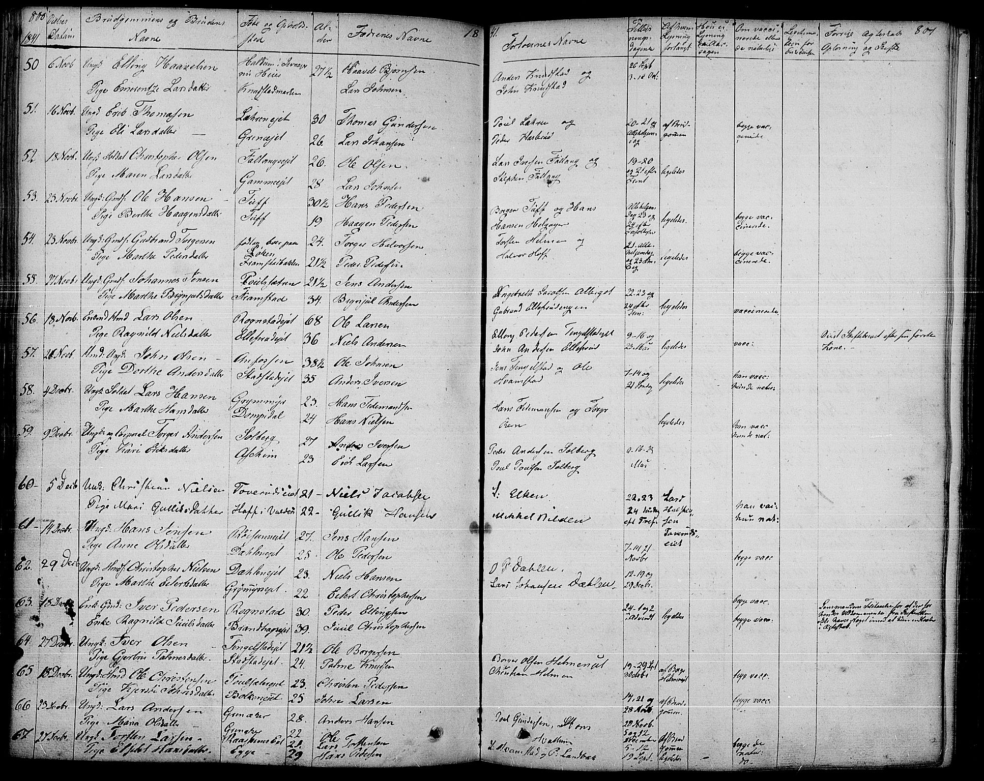 Gran prestekontor, SAH/PREST-112/H/Ha/Haa/L0010: Parish register (official) no. 10, 1824-1842, p. 800-801