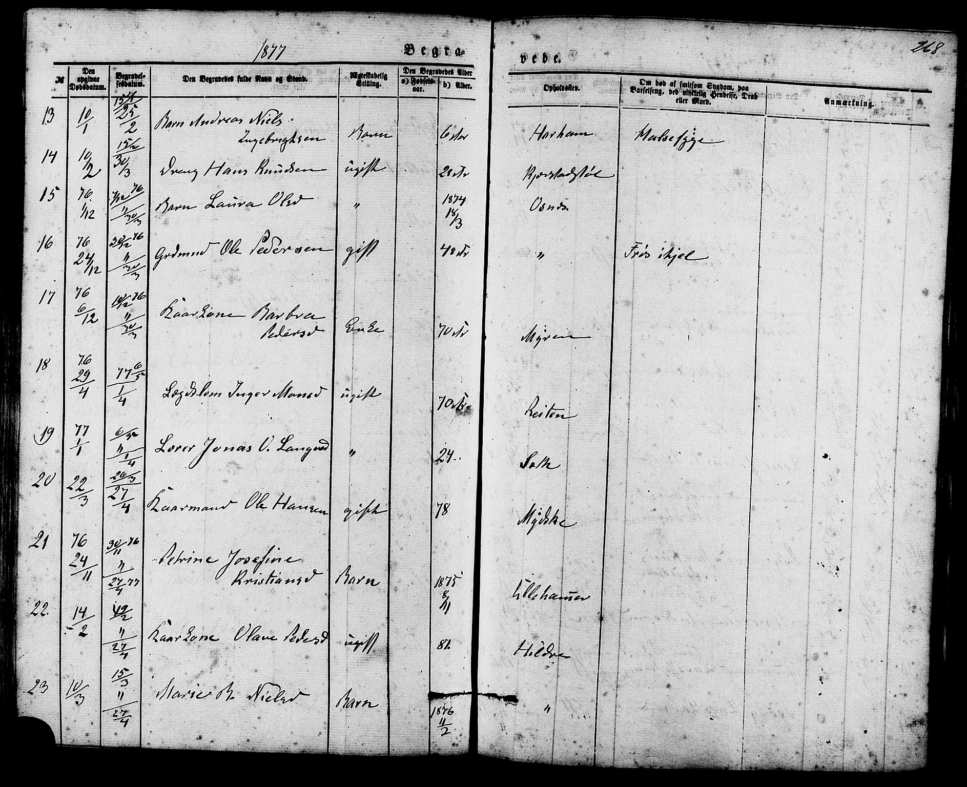 Ministerialprotokoller, klokkerbøker og fødselsregistre - Møre og Romsdal, AV/SAT-A-1454/536/L0500: Parish register (official) no. 536A09, 1876-1889, p. 268