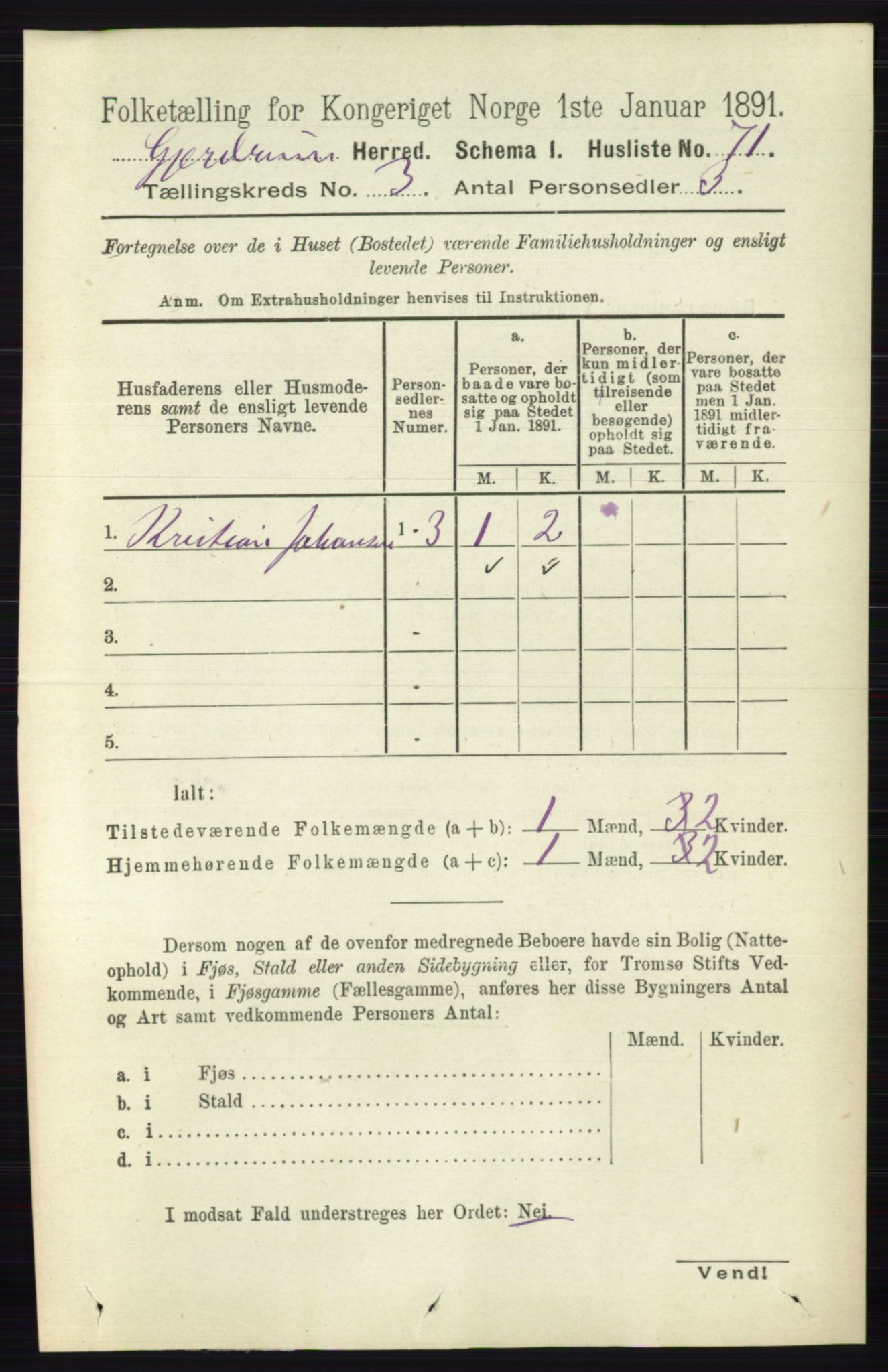 RA, 1891 census for 0234 Gjerdrum, 1891, p. 1231