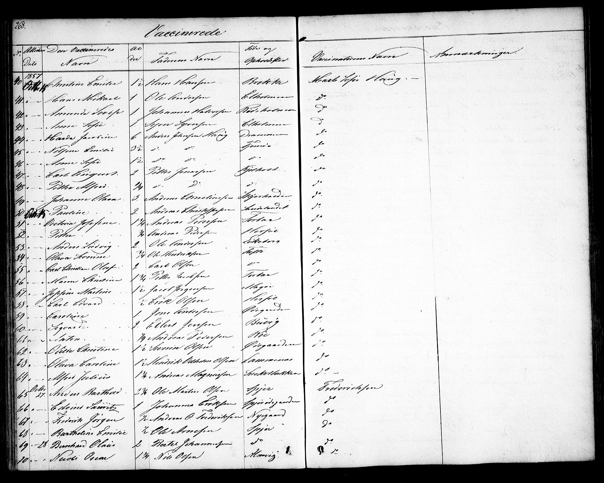 Hvaler prestekontor Kirkebøker, SAO/A-2001/F/Fa/L0006: Parish register (official) no. I 6, 1846-1863, p. 268