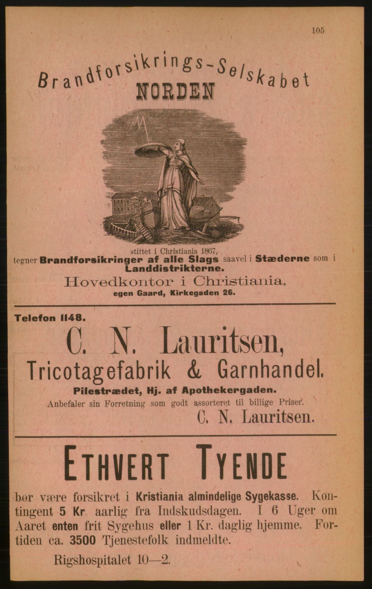 Kristiania/Oslo adressebok, PUBL/-, 1889, p. 105