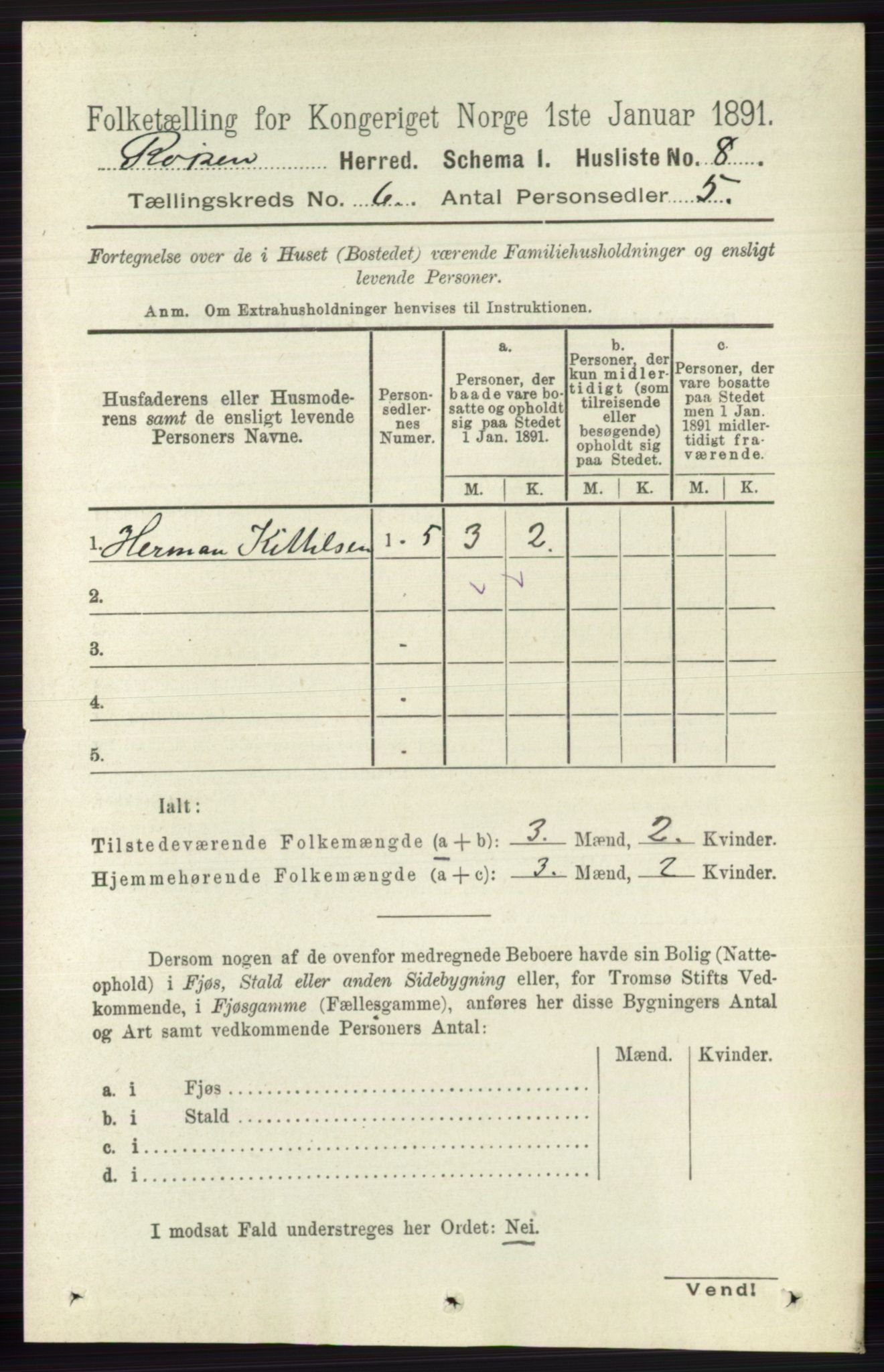RA, 1891 census for 0627 Røyken, 1891, p. 3550