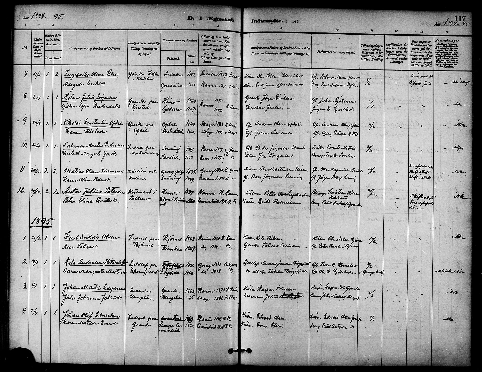 Ministerialprotokoller, klokkerbøker og fødselsregistre - Nord-Trøndelag, SAT/A-1458/764/L0555: Parish register (official) no. 764A10, 1881-1896, p. 117