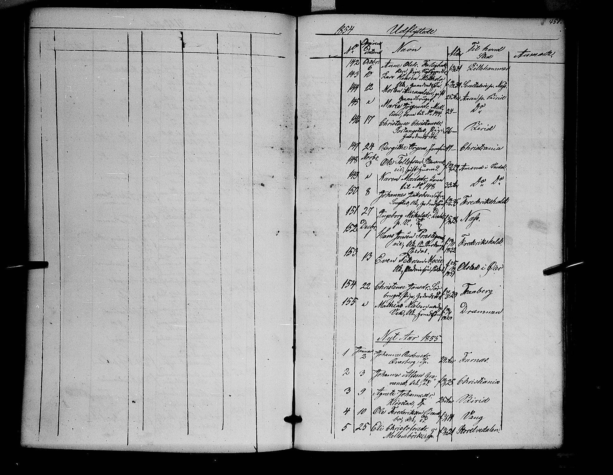 Ringsaker prestekontor, AV/SAH-PREST-014/K/Ka/L0009: Parish register (official) no. 9, 1850-1860, p. 451