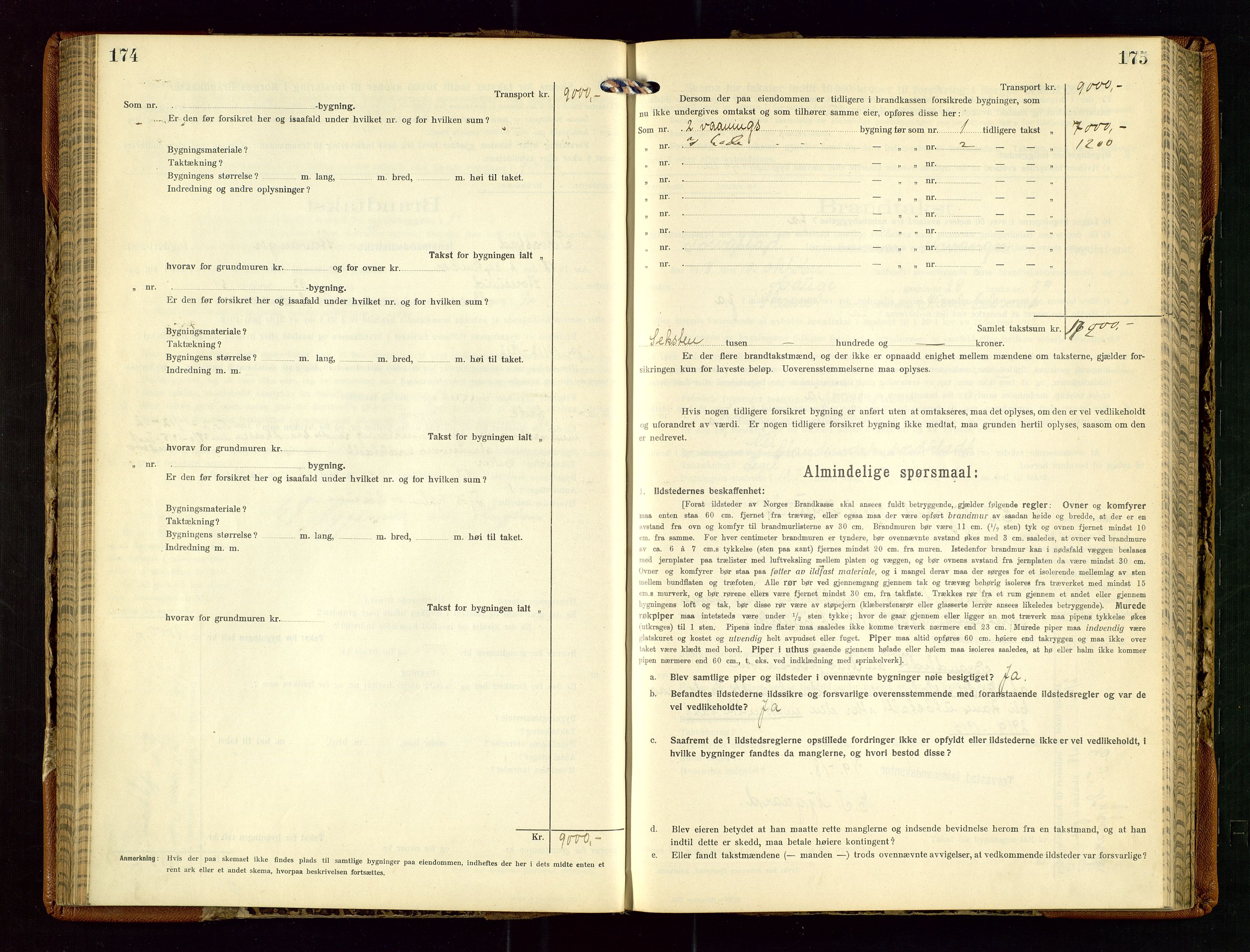 Torvestad lensmannskontor, AV/SAST-A-100307/1/Gob/L0005: "Brandtaxationsprotokol for Torvestad Lensmannsdistrikt", 1915-1928, p. 174-175