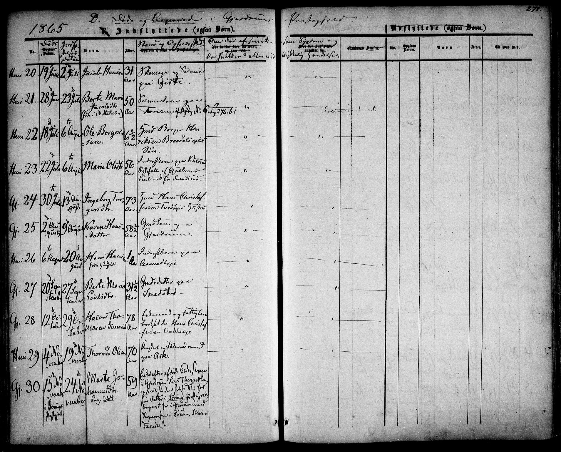Gjerdrum prestekontor Kirkebøker, SAO/A-10412b/F/Fa/L0007: Parish register (official) no. I 7, 1857-1866, p. 278