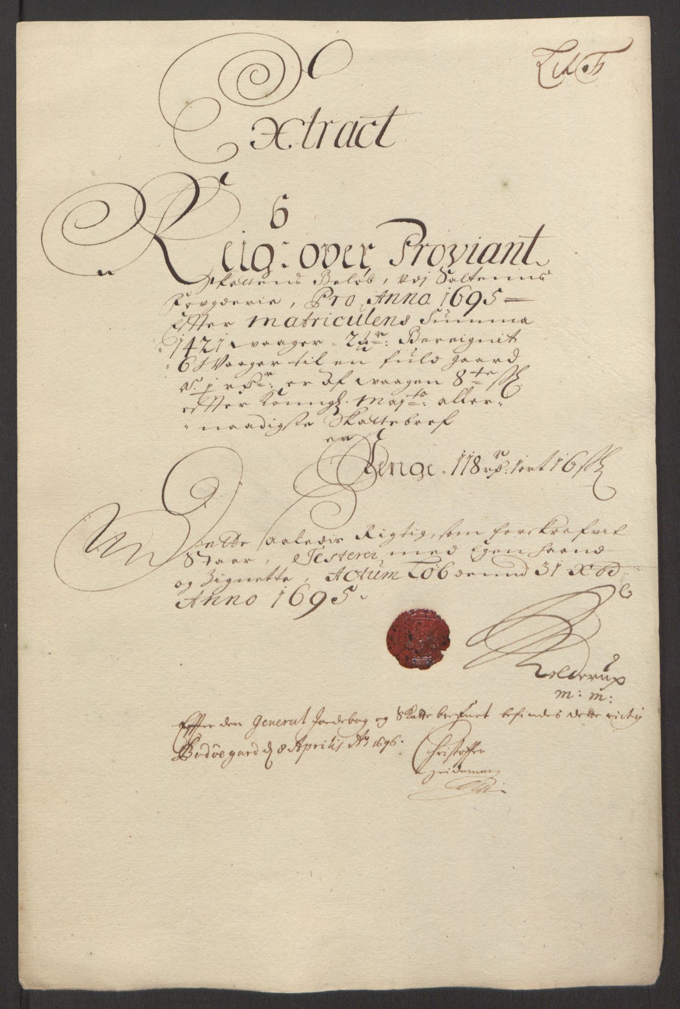 Rentekammeret inntil 1814, Reviderte regnskaper, Fogderegnskap, RA/EA-4092/R66/L4578: Fogderegnskap Salten, 1694-1696, p. 182
