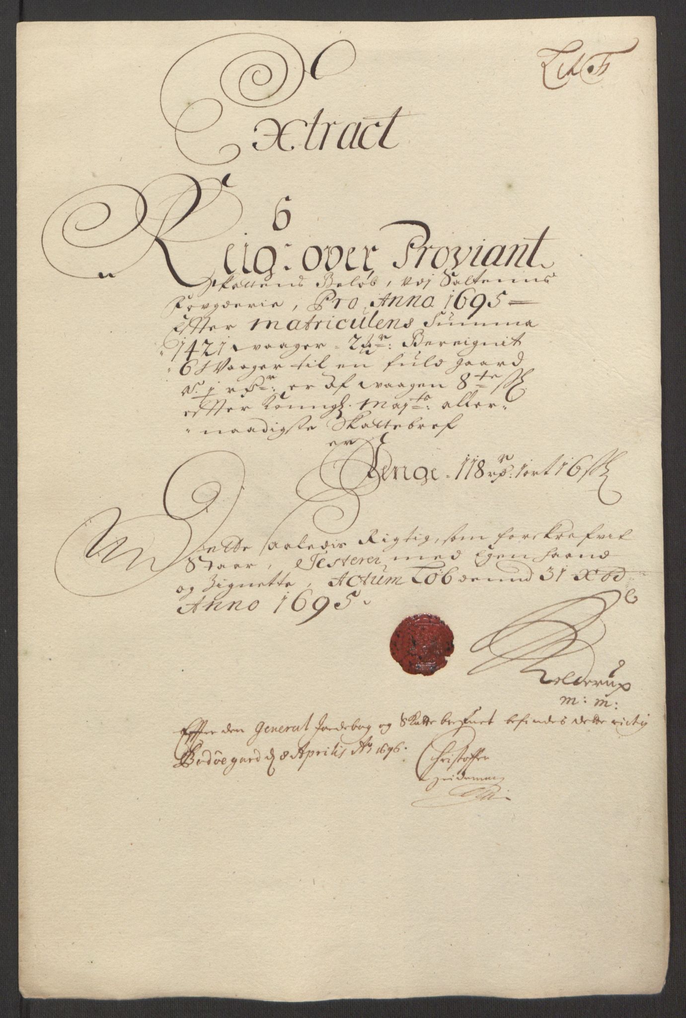 Rentekammeret inntil 1814, Reviderte regnskaper, Fogderegnskap, AV/RA-EA-4092/R66/L4578: Fogderegnskap Salten, 1694-1696, p. 182