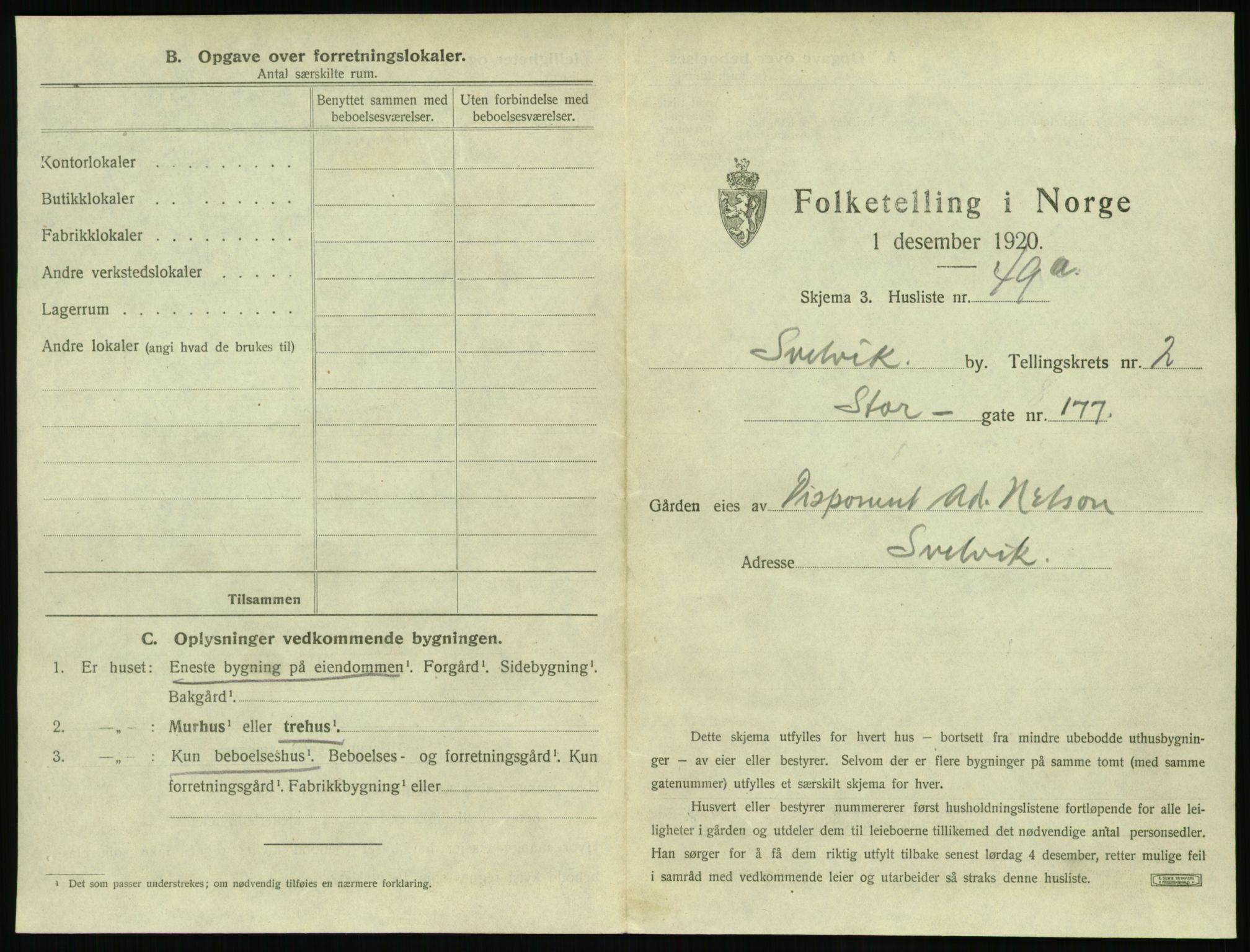 SAKO, 1920 census for Svelvik, 1920, p. 371