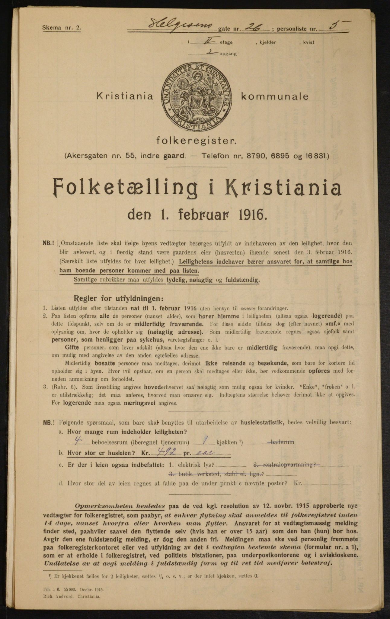 OBA, Municipal Census 1916 for Kristiania, 1916, p. 38591