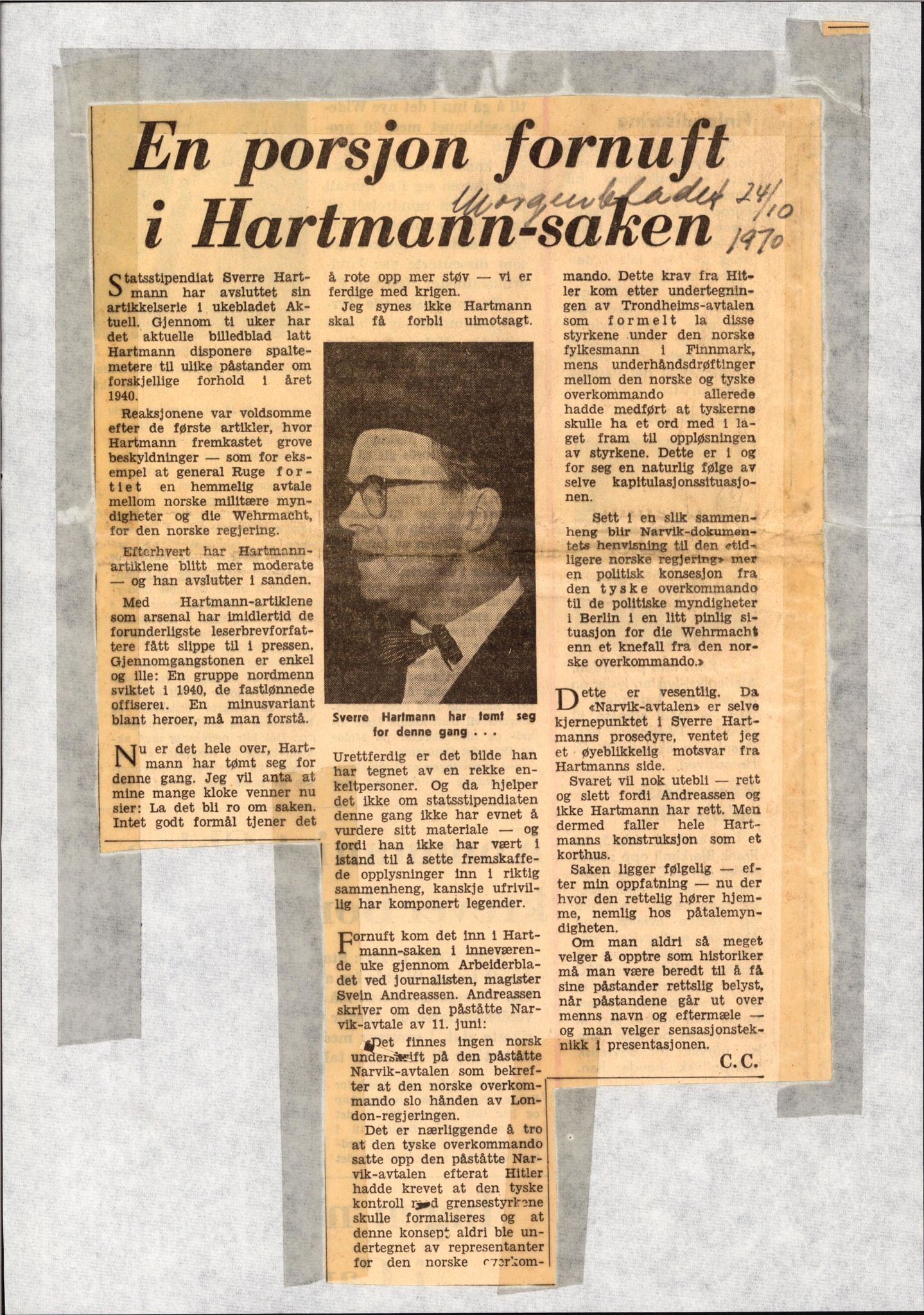 Forsvaret, Forsvarets krigshistoriske avdeling, AV/RA-RAFA-2017/Y/Yf/L0199: II-C-11-2101  -  Kapitulasjonen i 1940, 1940-1971, p. 468