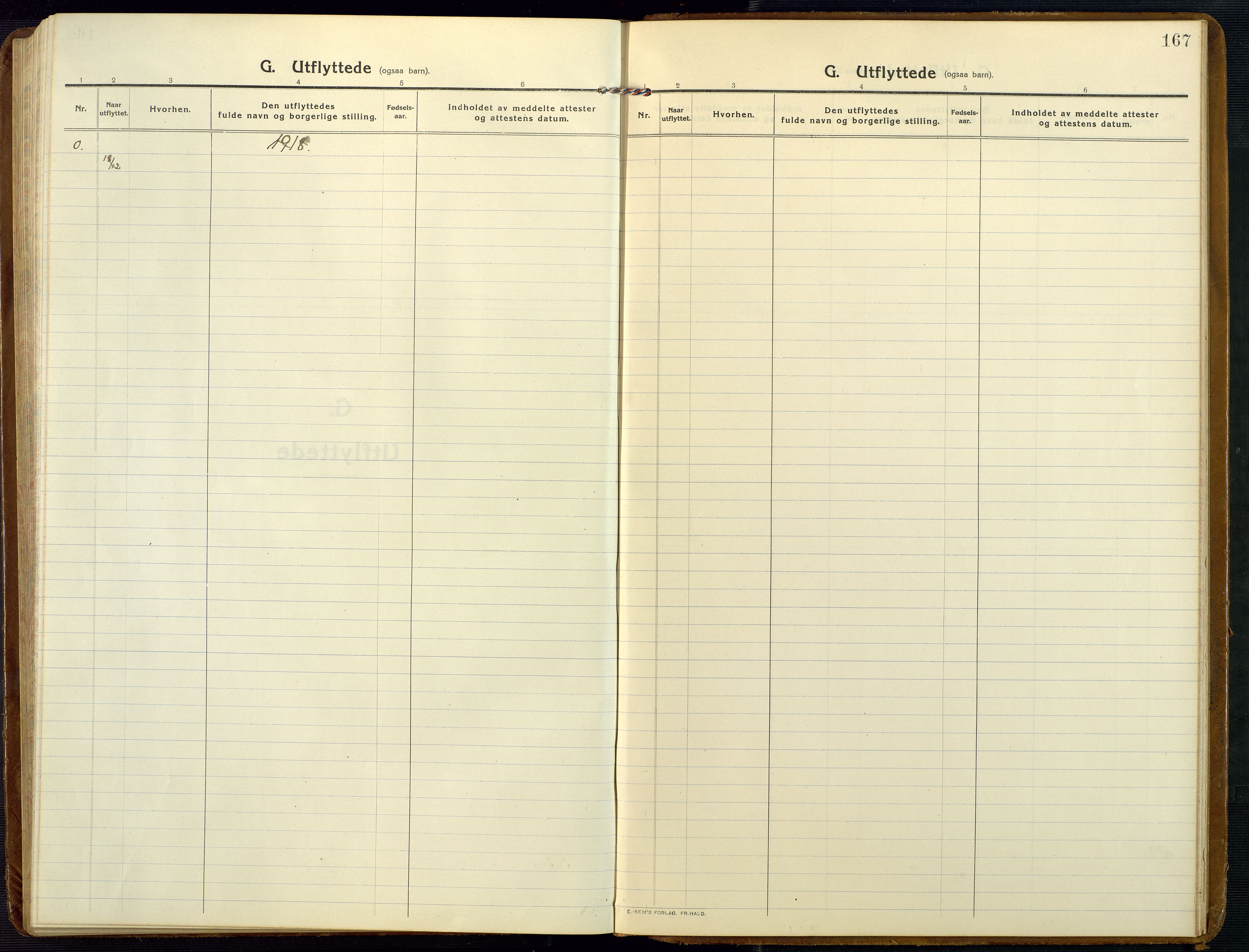 Åmli sokneprestkontor, SAK/1111-0050/F/Fb/Fba/L0003: Parish register (copy) no. B 3, 1912-1974, p. 167