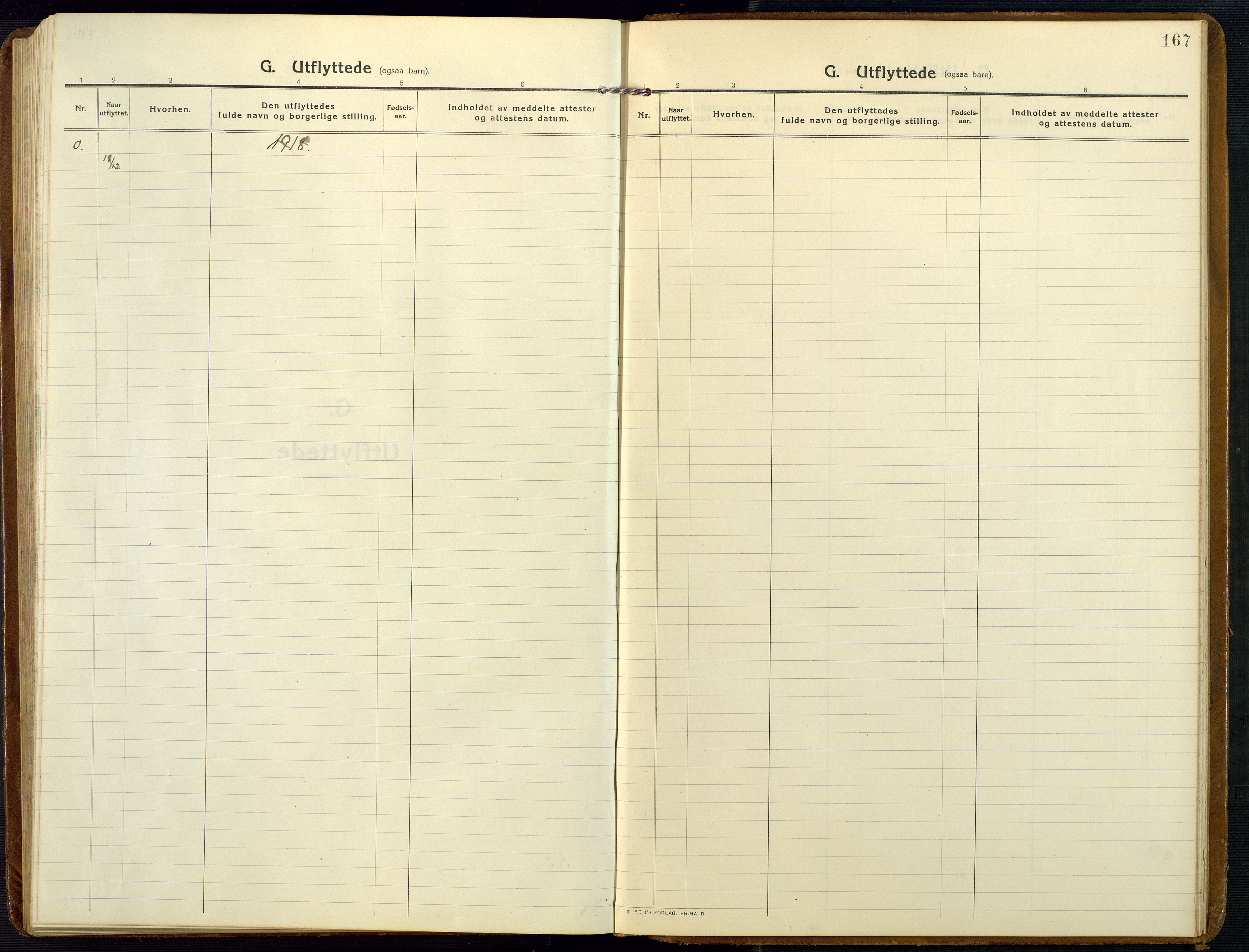 Åmli sokneprestkontor, AV/SAK-1111-0050/F/Fb/Fba/L0003: Parish register (copy) no. B 3, 1912-1974, p. 167