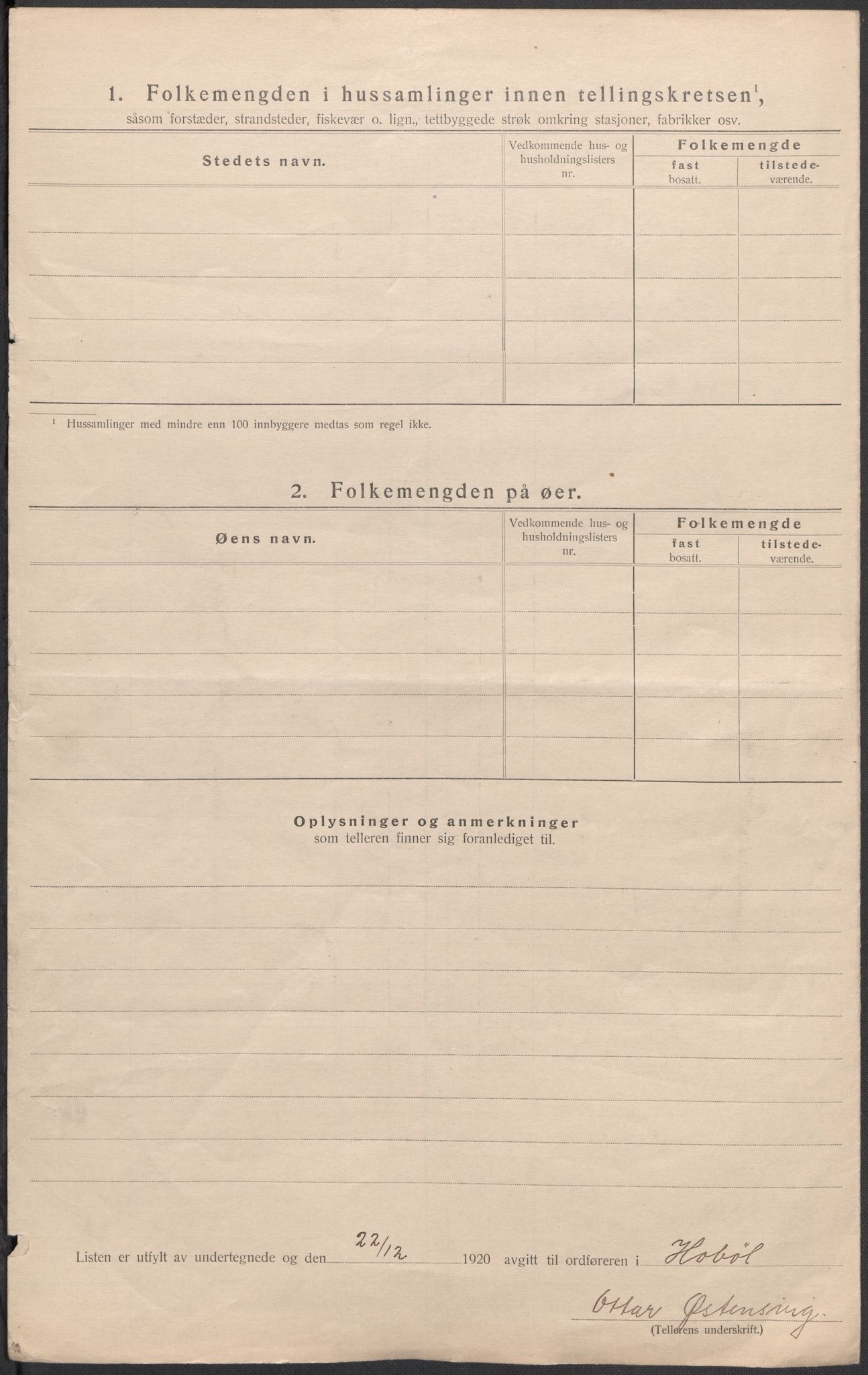 SAO, 1920 census for Hobøl, 1920, p. 31