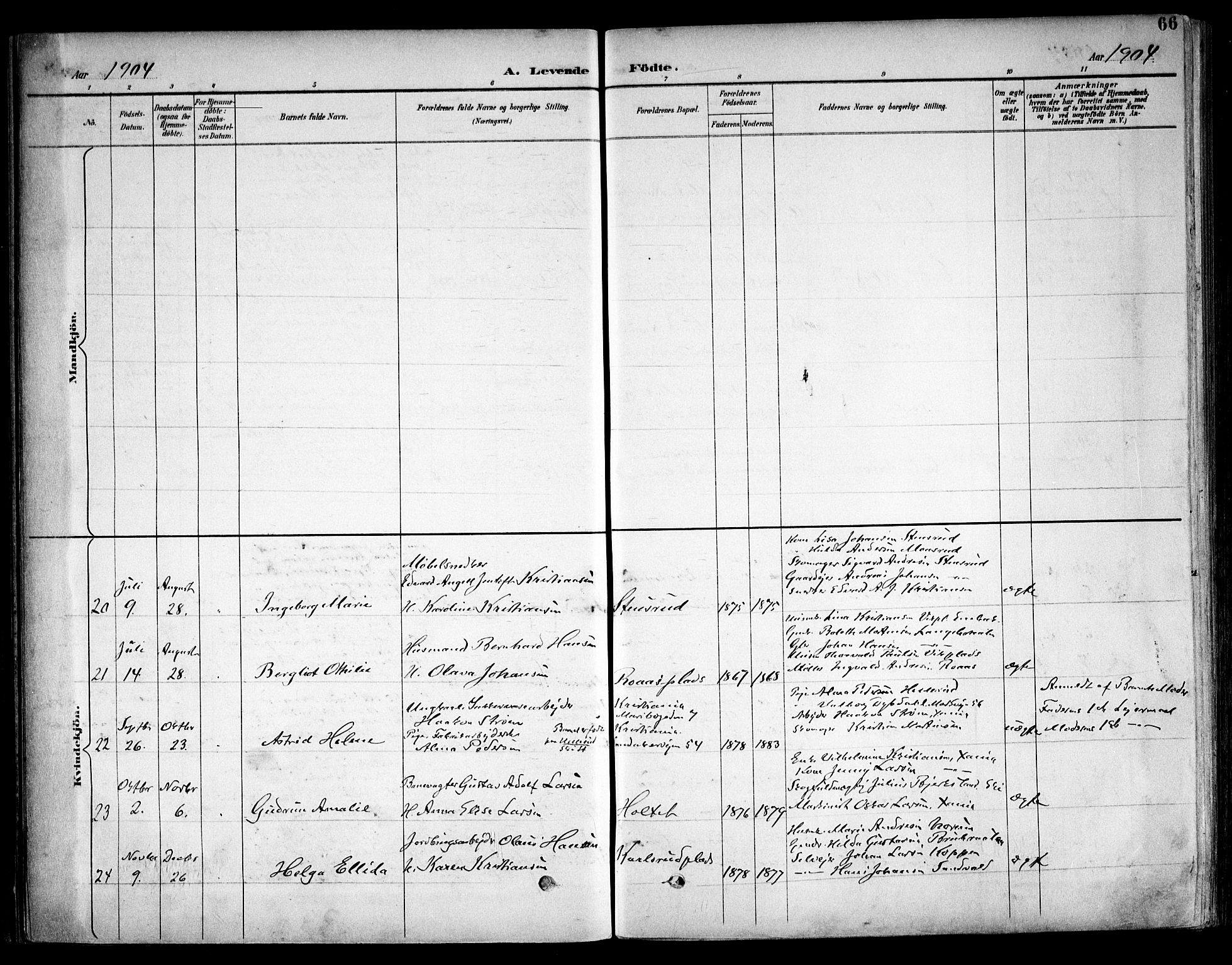 Kråkstad prestekontor Kirkebøker, AV/SAO-A-10125a/F/Fb/L0002: Parish register (official) no. II 2, 1893-1917, p. 66