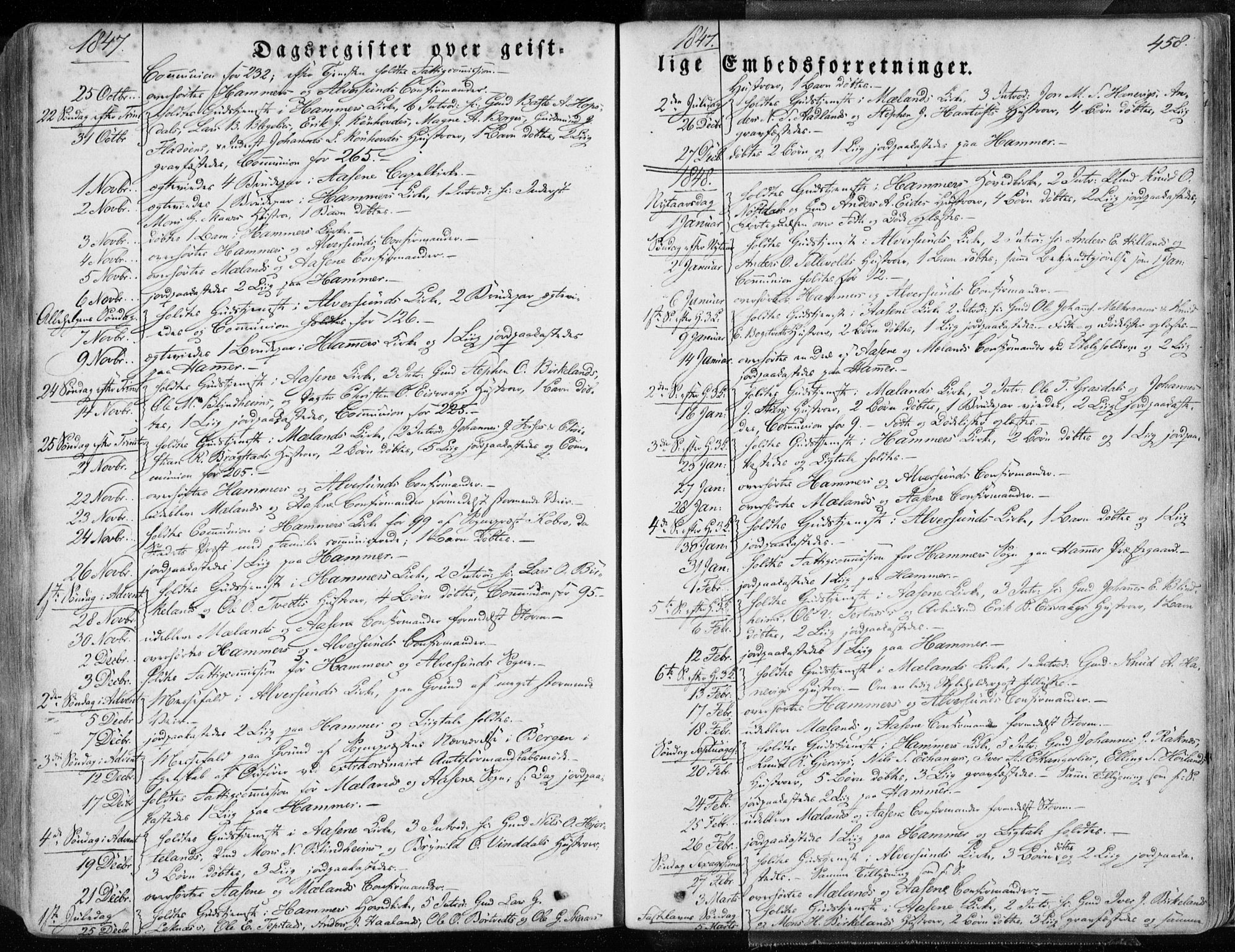Hamre sokneprestembete, SAB/A-75501/H/Ha/Haa/Haaa/L0013: Parish register (official) no. A 13, 1846-1857, p. 458