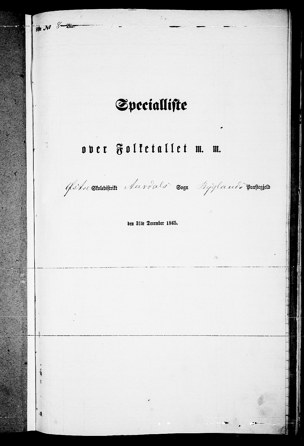 RA, 1865 census for Bygland, 1865, p. 79