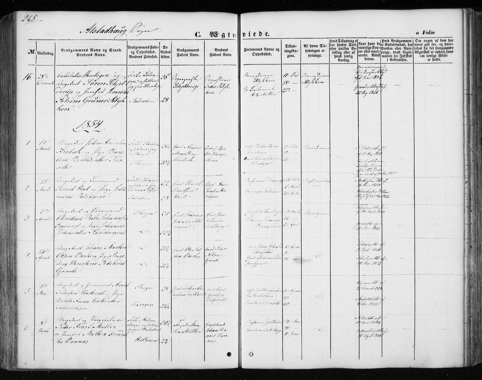Ministerialprotokoller, klokkerbøker og fødselsregistre - Nord-Trøndelag, SAT/A-1458/717/L0154: Parish register (official) no. 717A07 /1, 1850-1862, p. 265