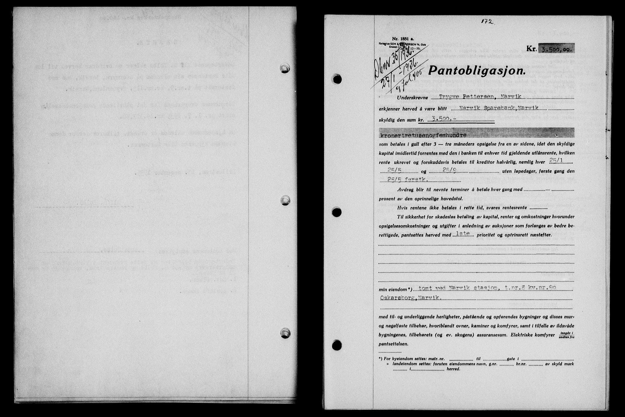 Narvik sorenskriveri, SAT/A-0002/1/2/2C/2Ca/L0011: Mortgage book no. 14, 1935-1937, Deed date: 27.01.1936