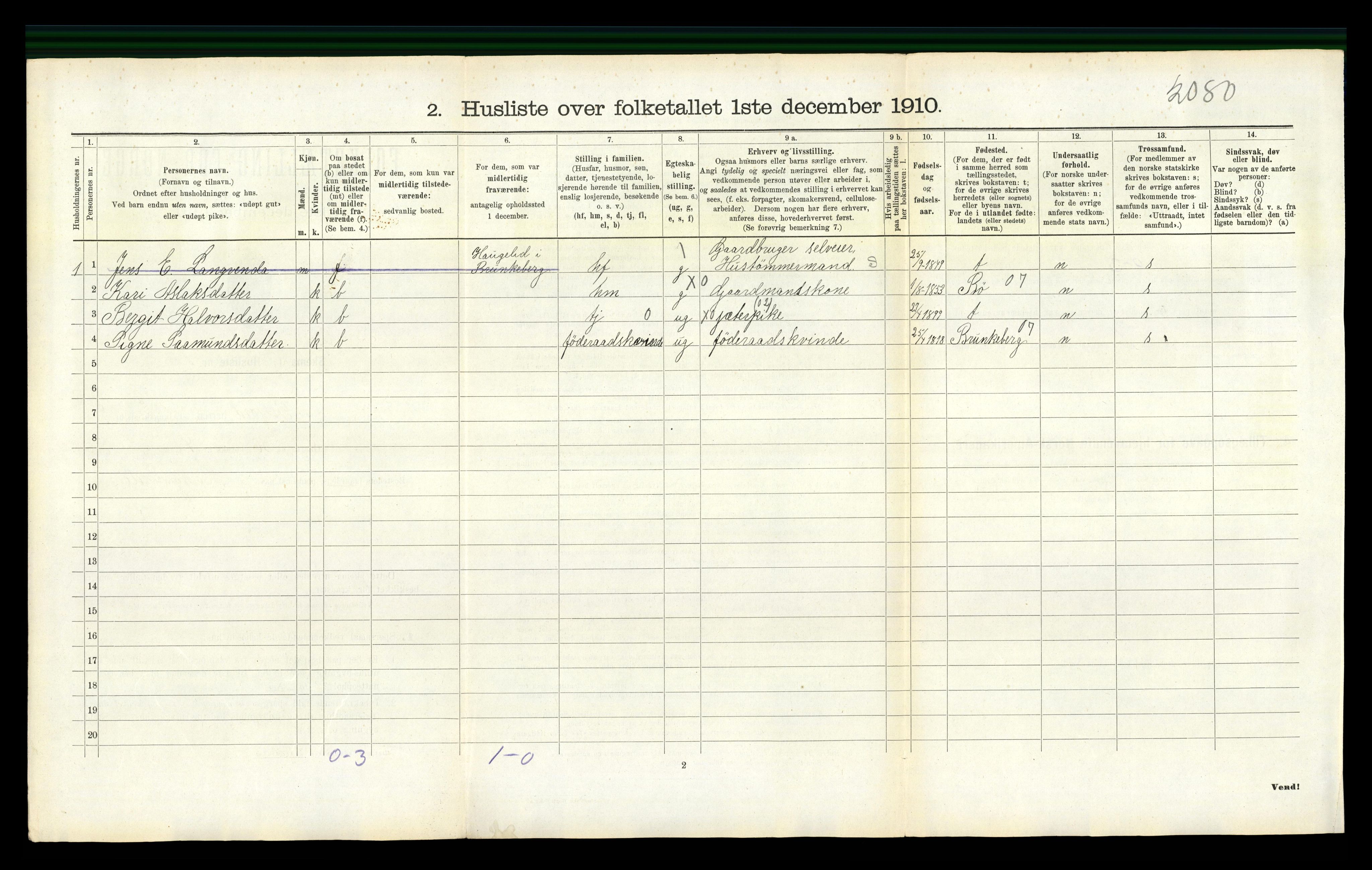 RA, 1910 census for Seljord, 1910, p. 834