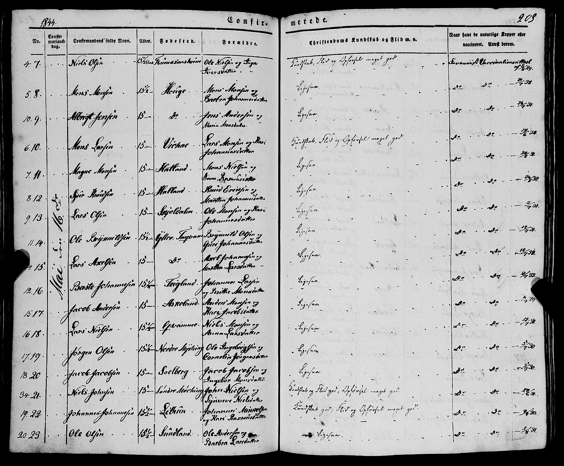 Haus sokneprestembete, AV/SAB-A-75601/H/Haa: Parish register (official) no. A 15, 1838-1847, p. 203