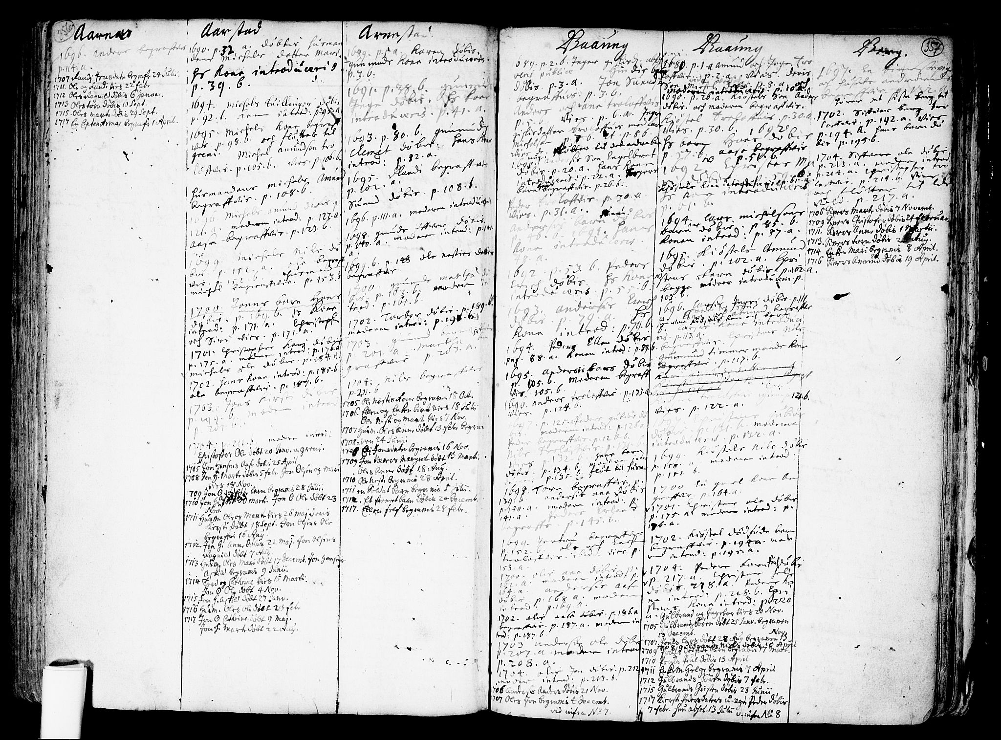 Nes prestekontor Kirkebøker, AV/SAO-A-10410/F/Fa/L0001: Parish register (official) no. I 1, 1689-1716, p. 356-357