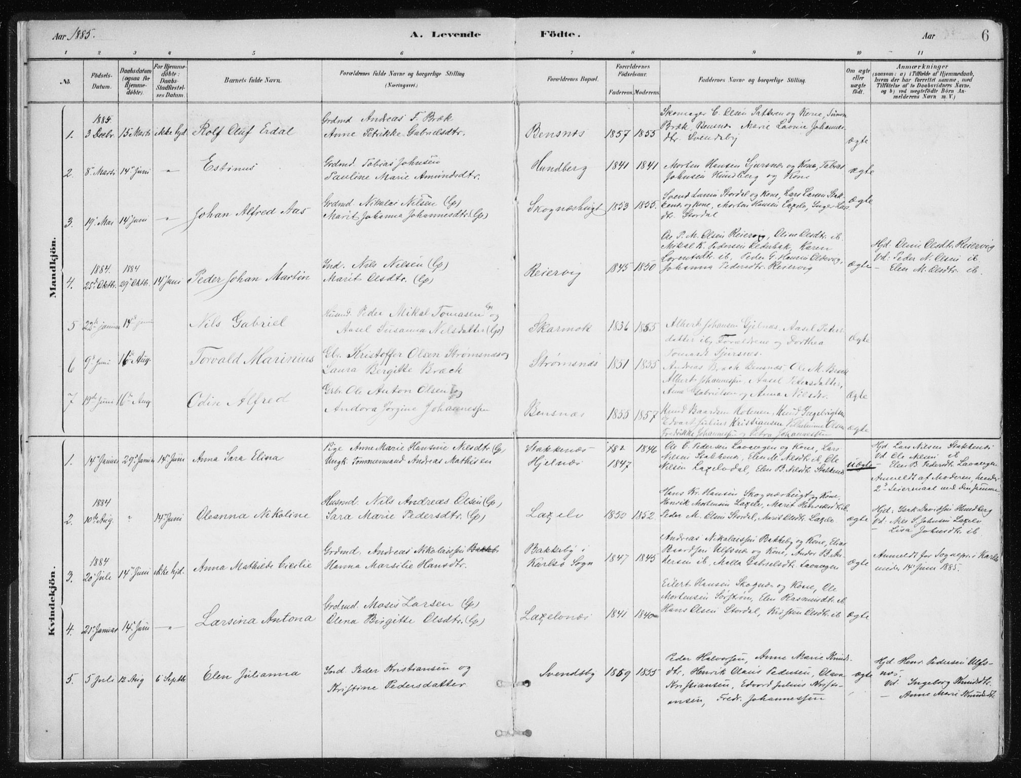 Lyngen sokneprestembete, SATØ/S-1289/H/He/Hea/L0010kirke: Parish register (official) no. 10, 1883-1904, p. 6