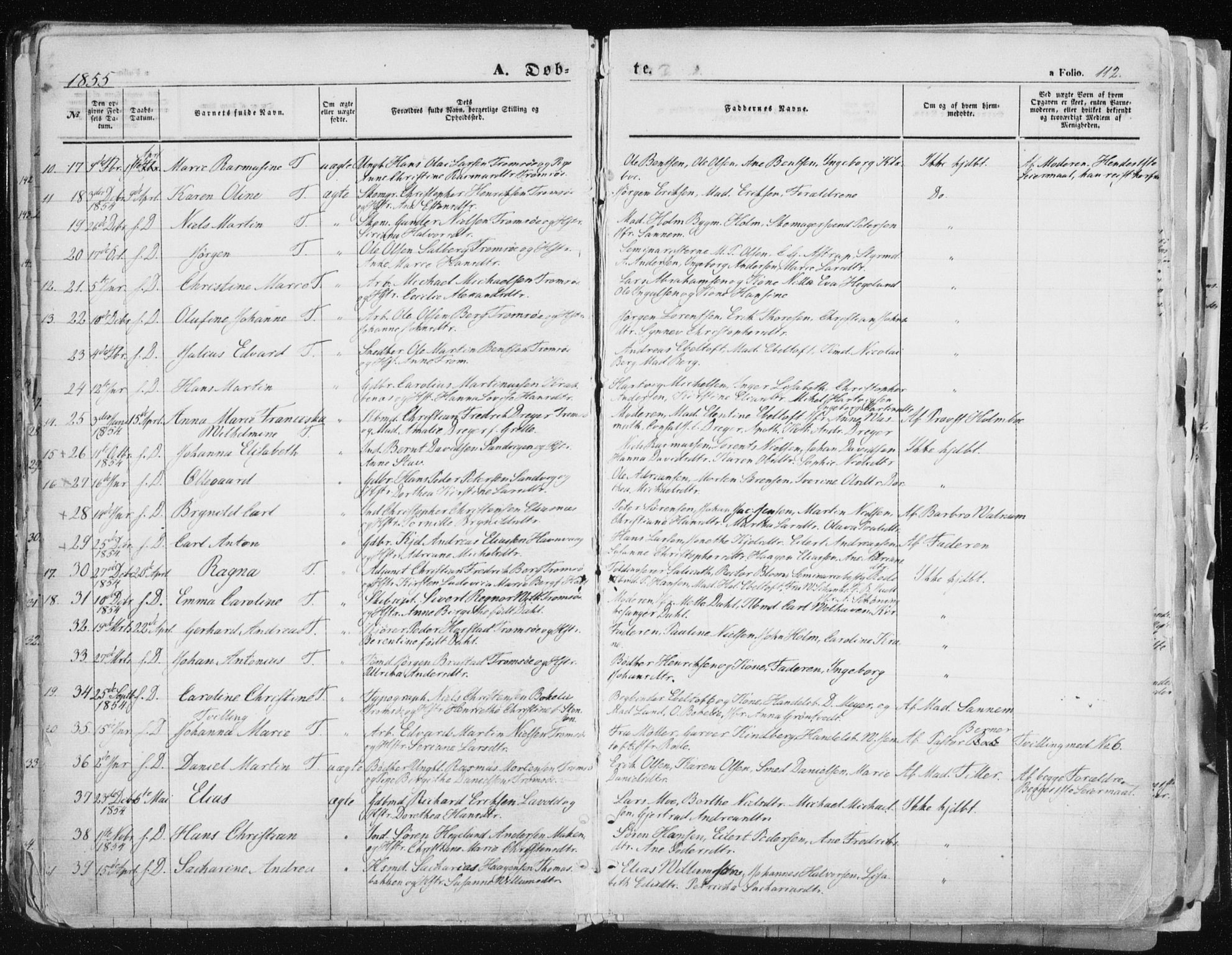 Tromsø sokneprestkontor/stiftsprosti/domprosti, SATØ/S-1343/G/Ga/L0010kirke: Parish register (official) no. 10, 1848-1855, p. 112