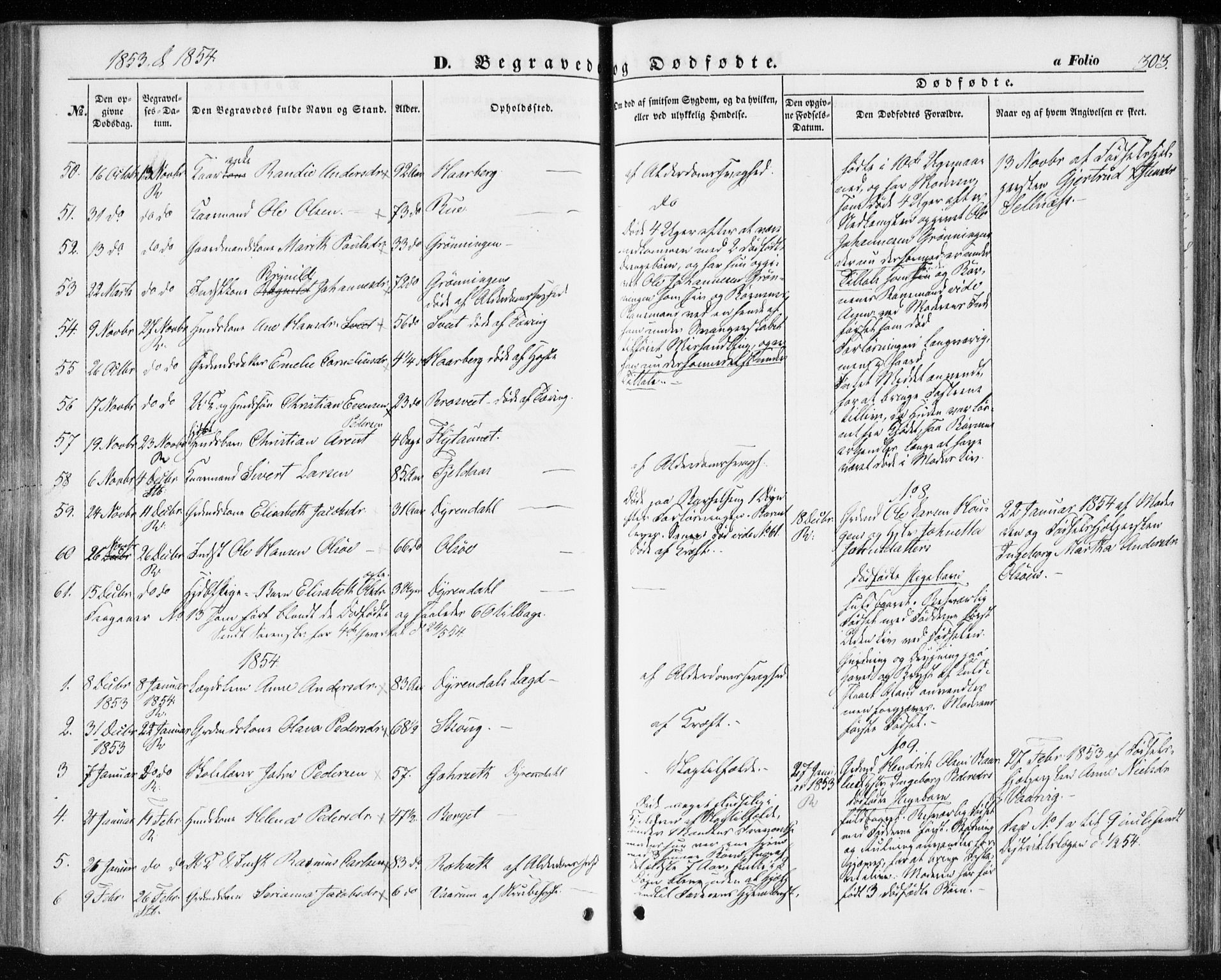 Ministerialprotokoller, klokkerbøker og fødselsregistre - Sør-Trøndelag, SAT/A-1456/646/L0611: Parish register (official) no. 646A09, 1848-1857, p. 303