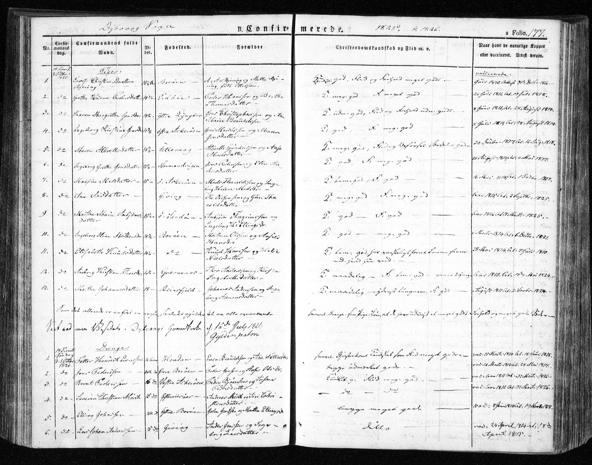 Dypvåg sokneprestkontor, AV/SAK-1111-0007/F/Fa/Faa/L0004: Parish register (official) no. A 4, 1824-1840, p. 177