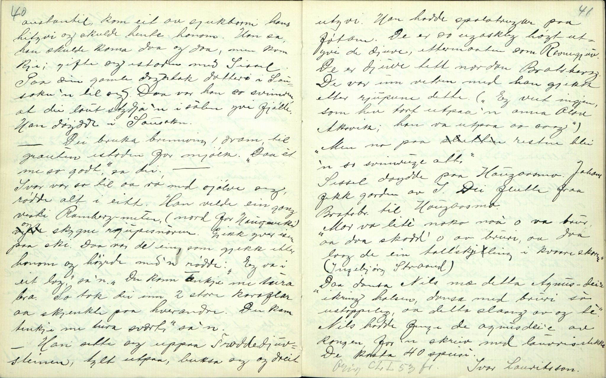 Rikard Berge, TEMU/TGM-A-1003/F/L0002/0023: 031-060 Innholdslister / 53 Segnir og sogur. Raudland, Vinje m.fl. , 1910-1950, p. 40-41
