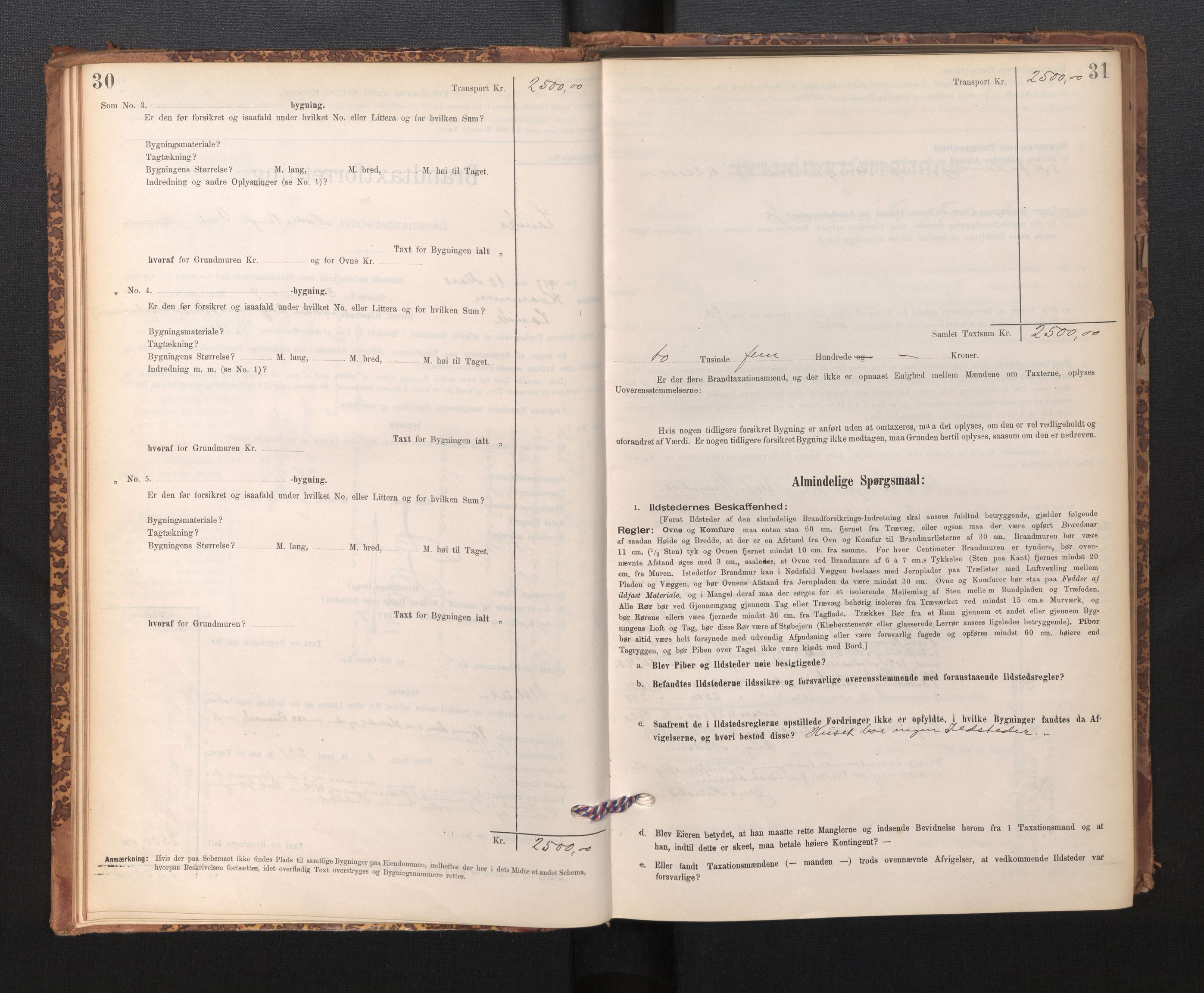 Lensmannen i Lavik, SAB/A-29101/0012/L0002: Branntakstprotokoll, skjematakst, 1895-1933, p. 30-31