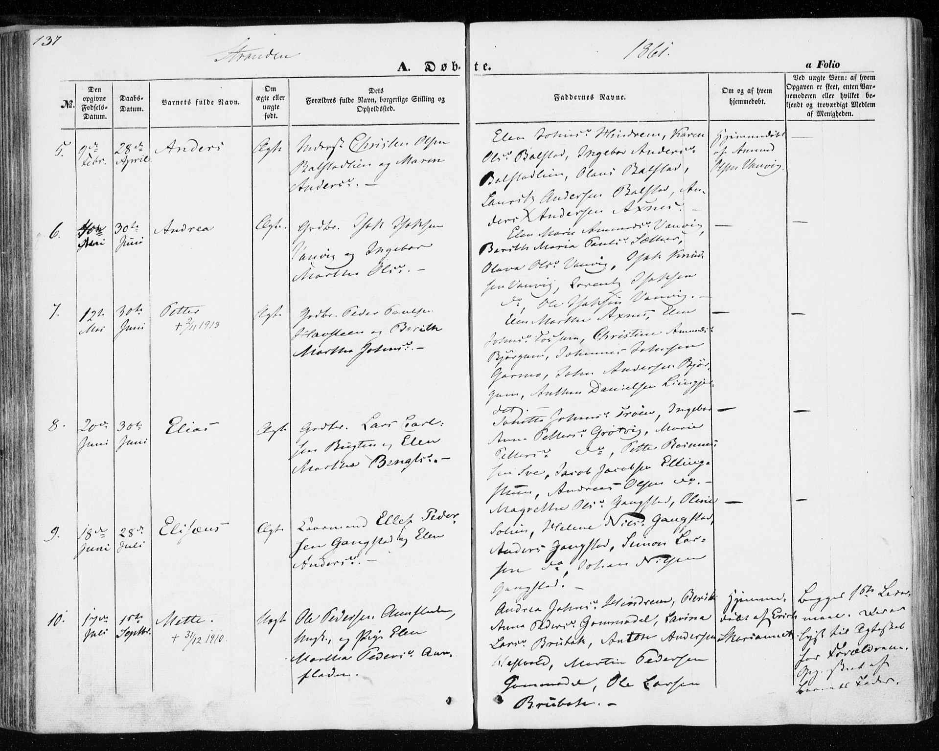 Ministerialprotokoller, klokkerbøker og fødselsregistre - Nord-Trøndelag, SAT/A-1458/701/L0008: Parish register (official) no. 701A08 /2, 1854-1863, p. 137