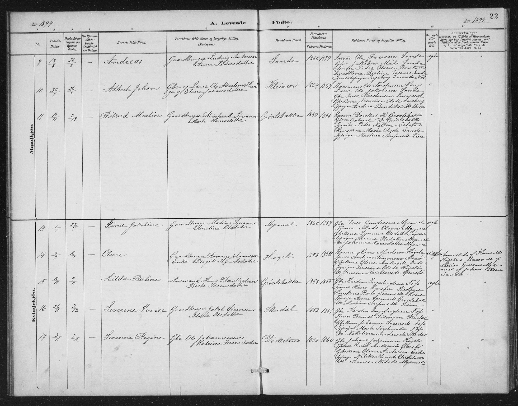 Gaular sokneprestembete, AV/SAB-A-80001/H/Hab: Parish register (copy) no. A 4, 1889-1912, p. 22