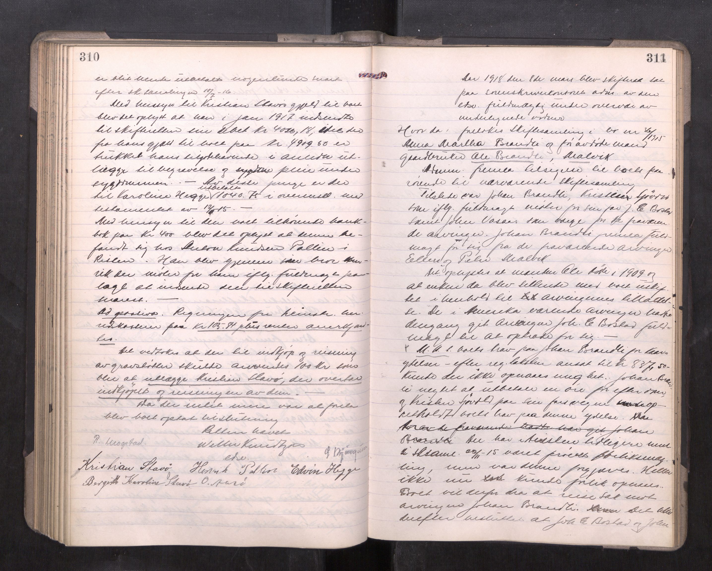 Strinda og Selbu sorenskriveri, AV/SAT-A-0015/3/3B/L0012: Skifteforhandlingsprot. 12, 1915-1919, p. 310-311