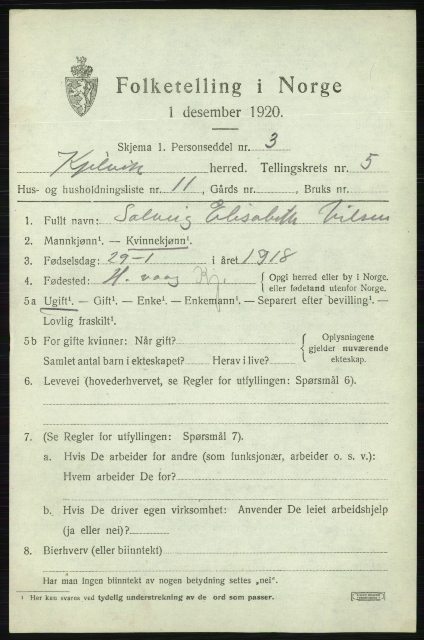 SATØ, 1920 census for Kjelvik, 1920, p. 2377