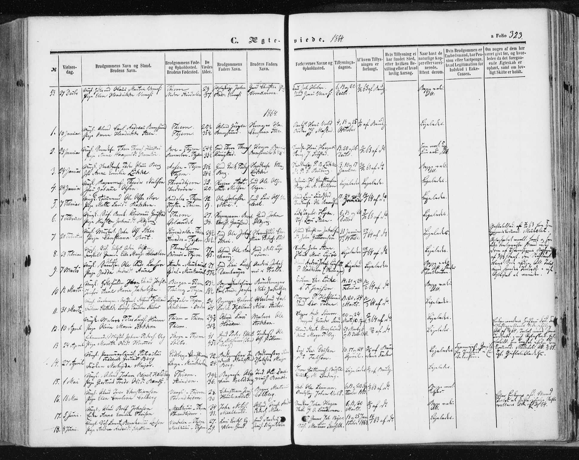 Ministerialprotokoller, klokkerbøker og fødselsregistre - Sør-Trøndelag, AV/SAT-A-1456/602/L0115: Parish register (official) no. 602A13, 1860-1872, p. 323