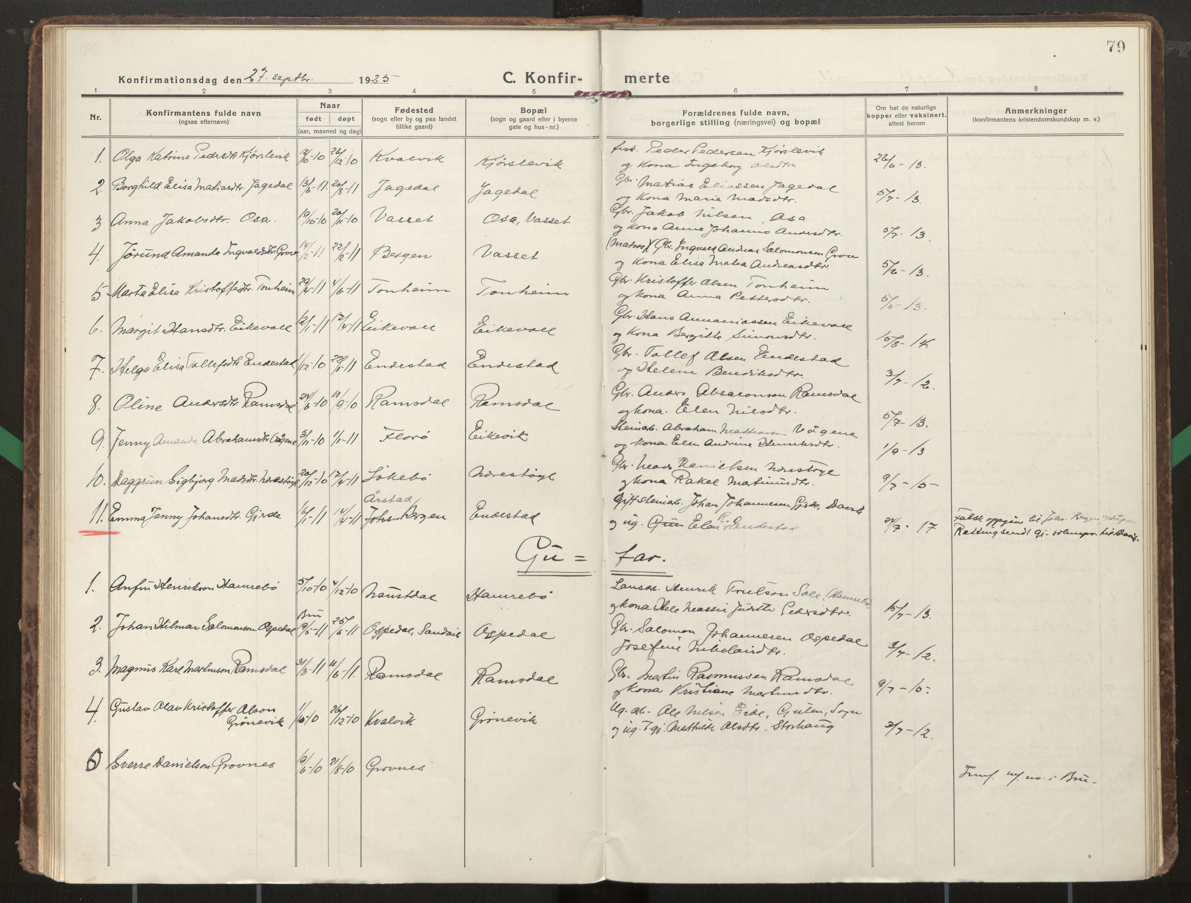 Kinn sokneprestembete, SAB/A-80801/H/Haa/Haae/L0002: Parish register (official) no. E 2, 1917-1937, p. 79