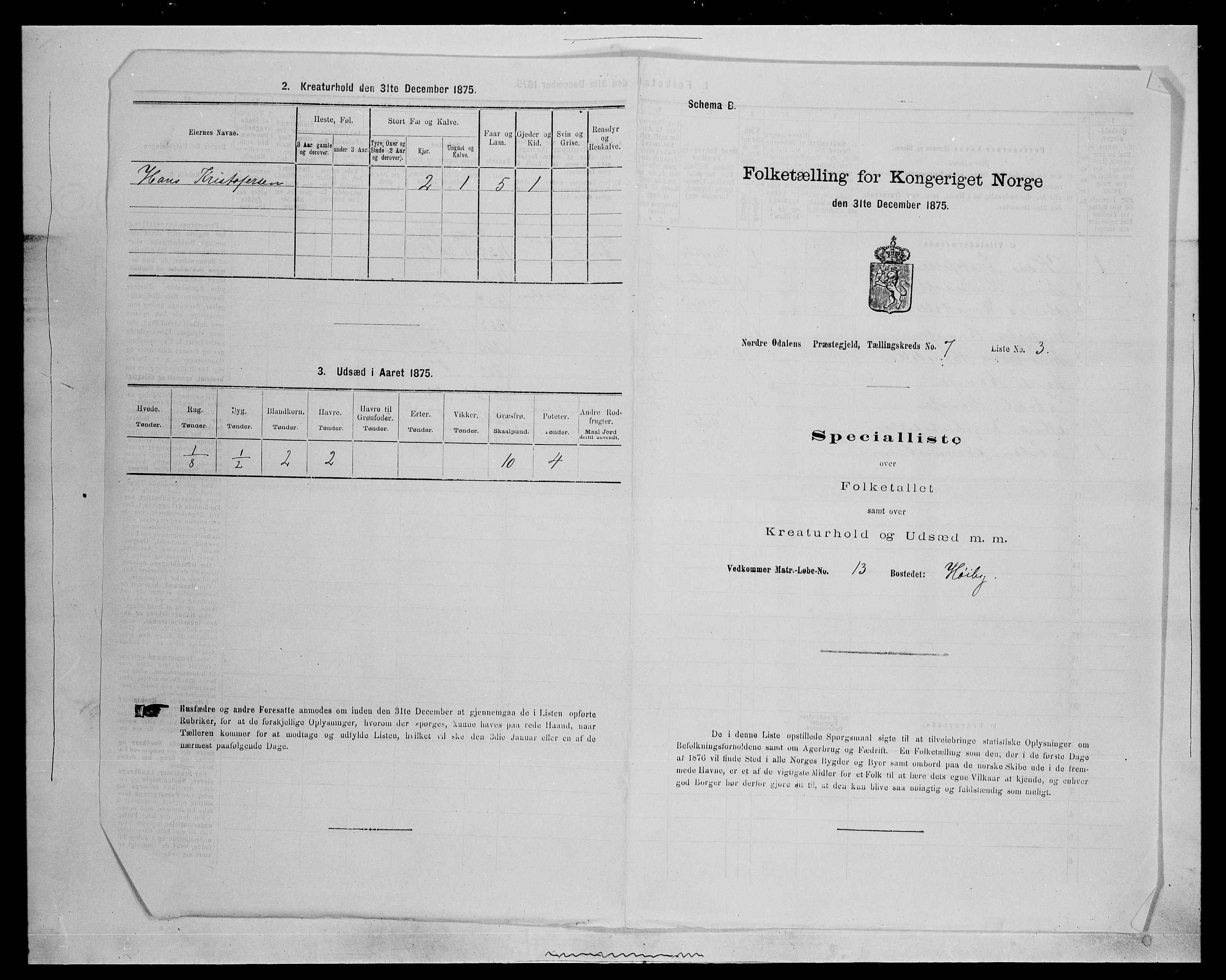 SAH, 1875 census for 0418P Nord-Odal, 1875, p. 1174