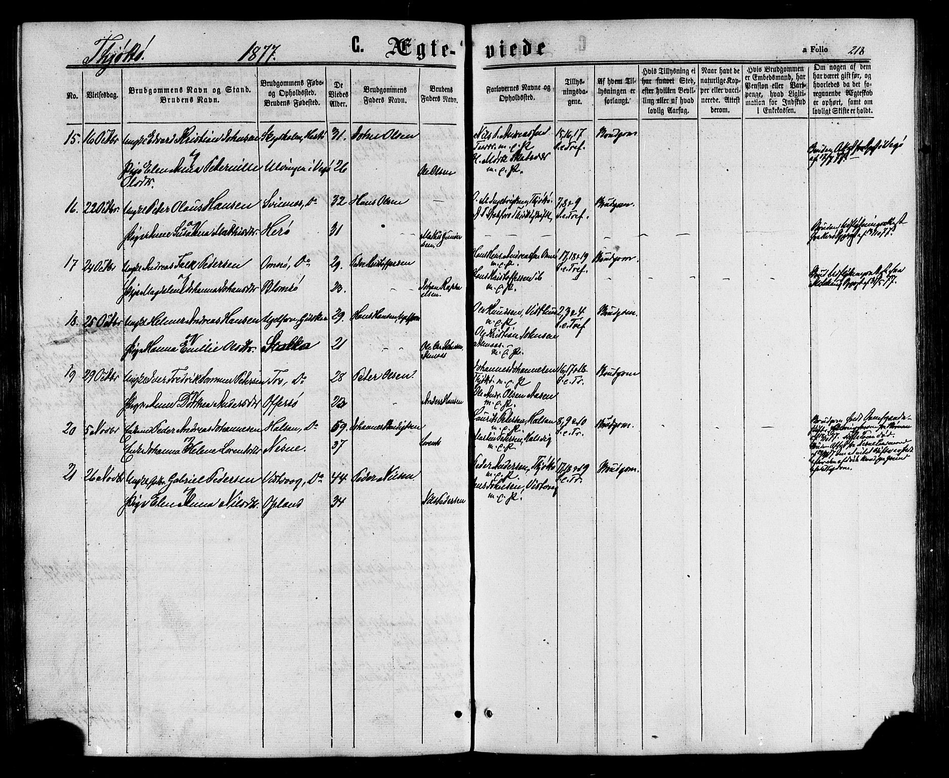 Ministerialprotokoller, klokkerbøker og fødselsregistre - Nordland, AV/SAT-A-1459/817/L0262: Parish register (official) no. 817A03/ 1, 1862-1877, p. 218