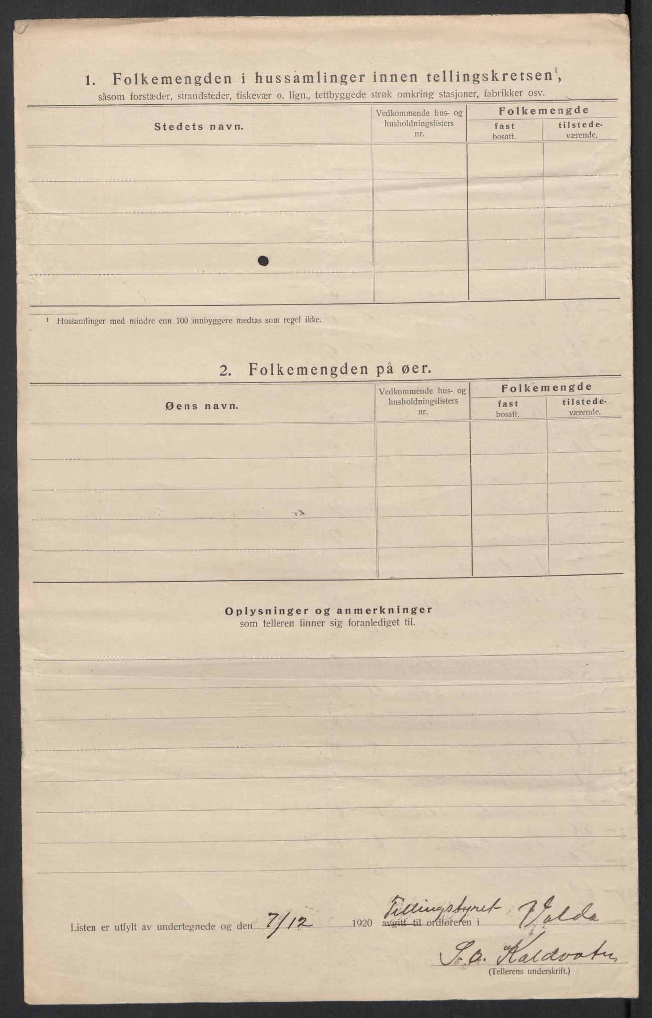 SAT, 1920 census for Volda, 1920, p. 53