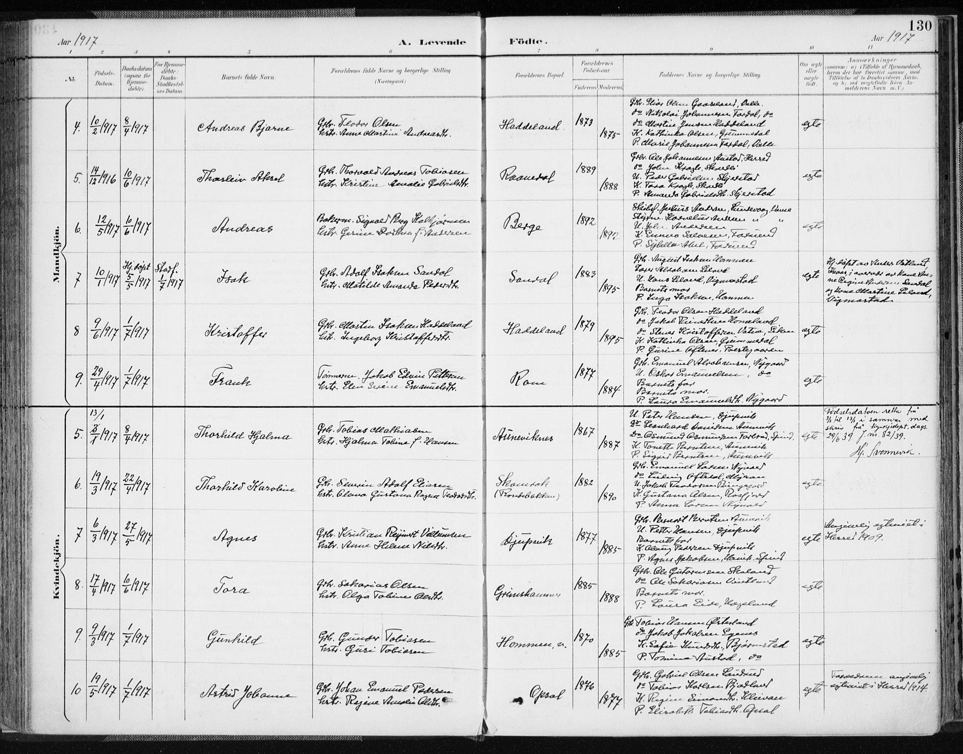 Lyngdal sokneprestkontor, AV/SAK-1111-0029/F/Fa/Fac/L0012: Parish register (official) no. A 12, 1894-1918, p. 130