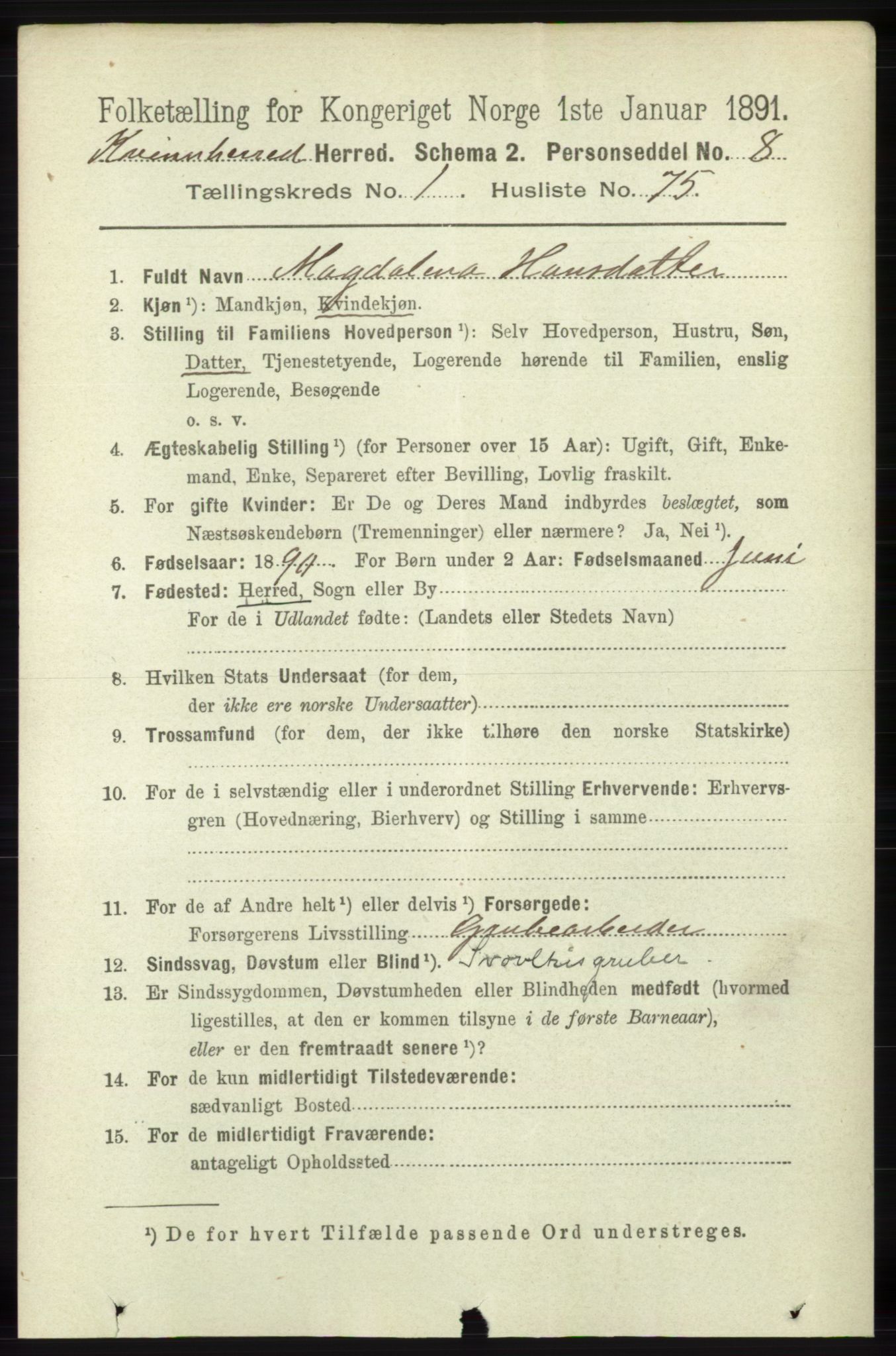 RA, 1891 census for 1224 Kvinnherad, 1891, p. 586