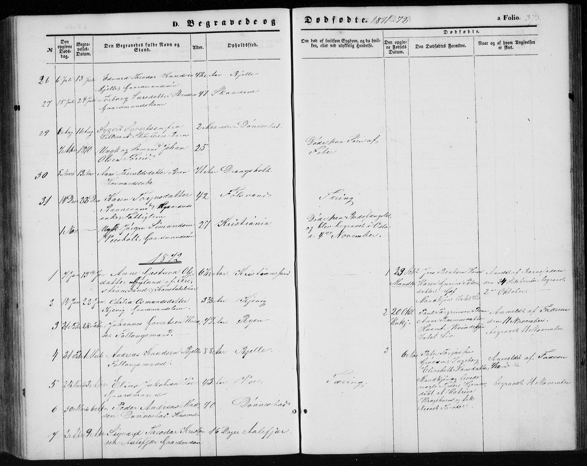 Tveit sokneprestkontor, AV/SAK-1111-0043/F/Fb/L0003: Parish register (copy) no. B 3, 1854-1886, p. 373